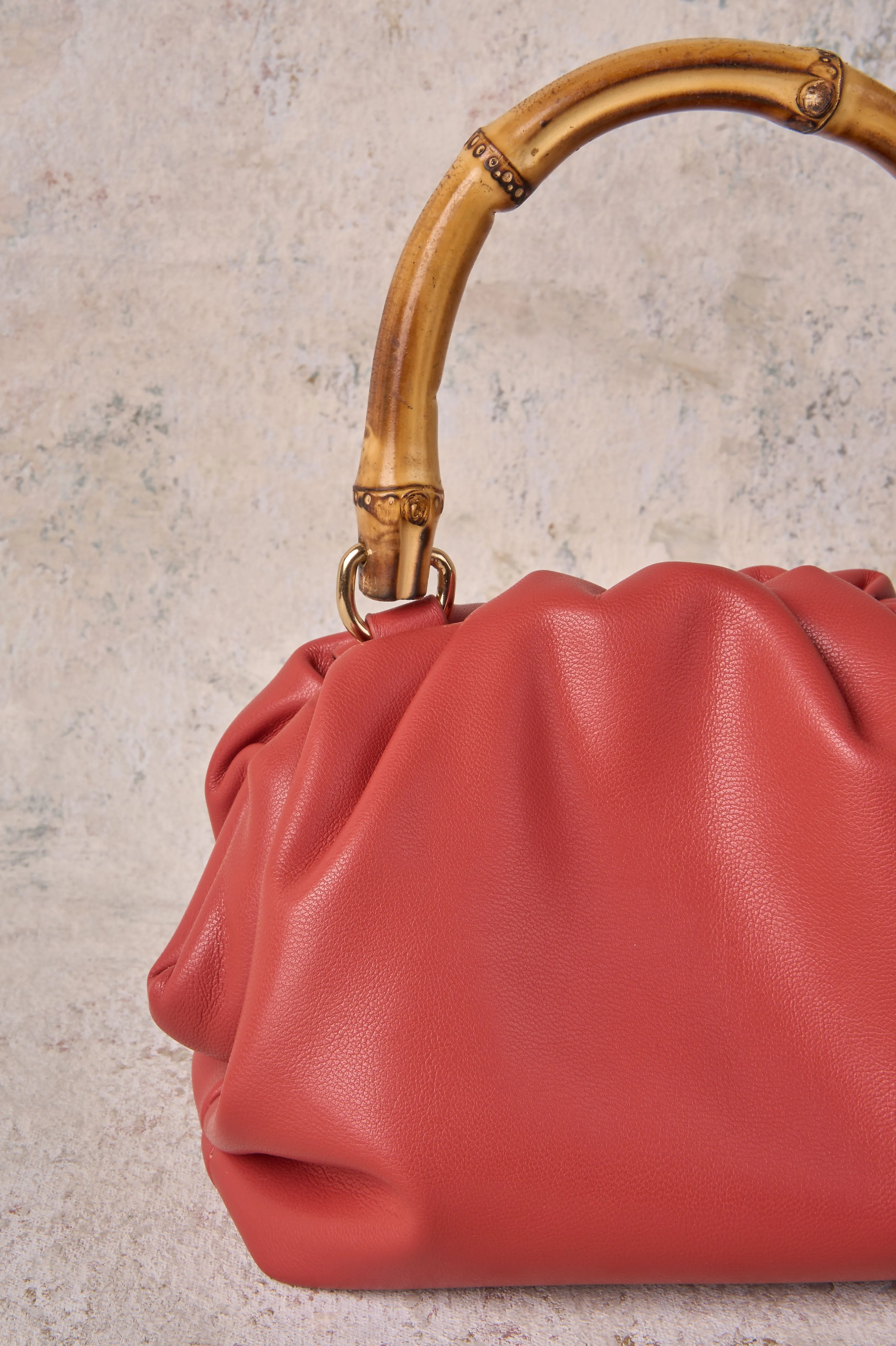 Bamboo Top Handle Bag - Terracotta
