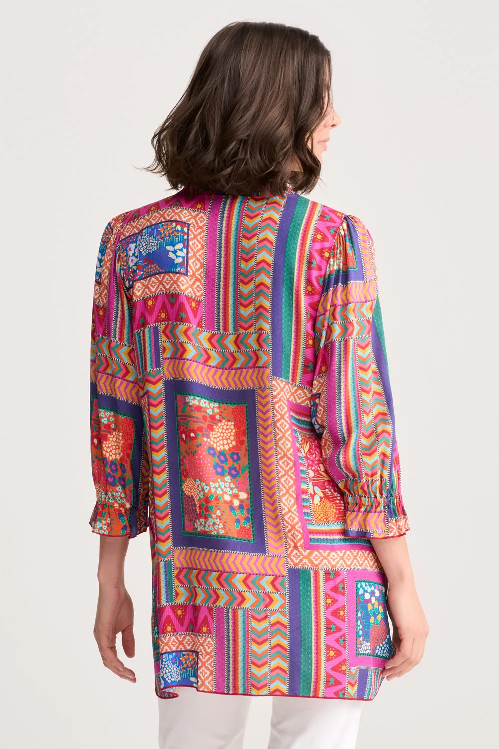 Beaded Tassel Kaftan - Tropical Patchwork