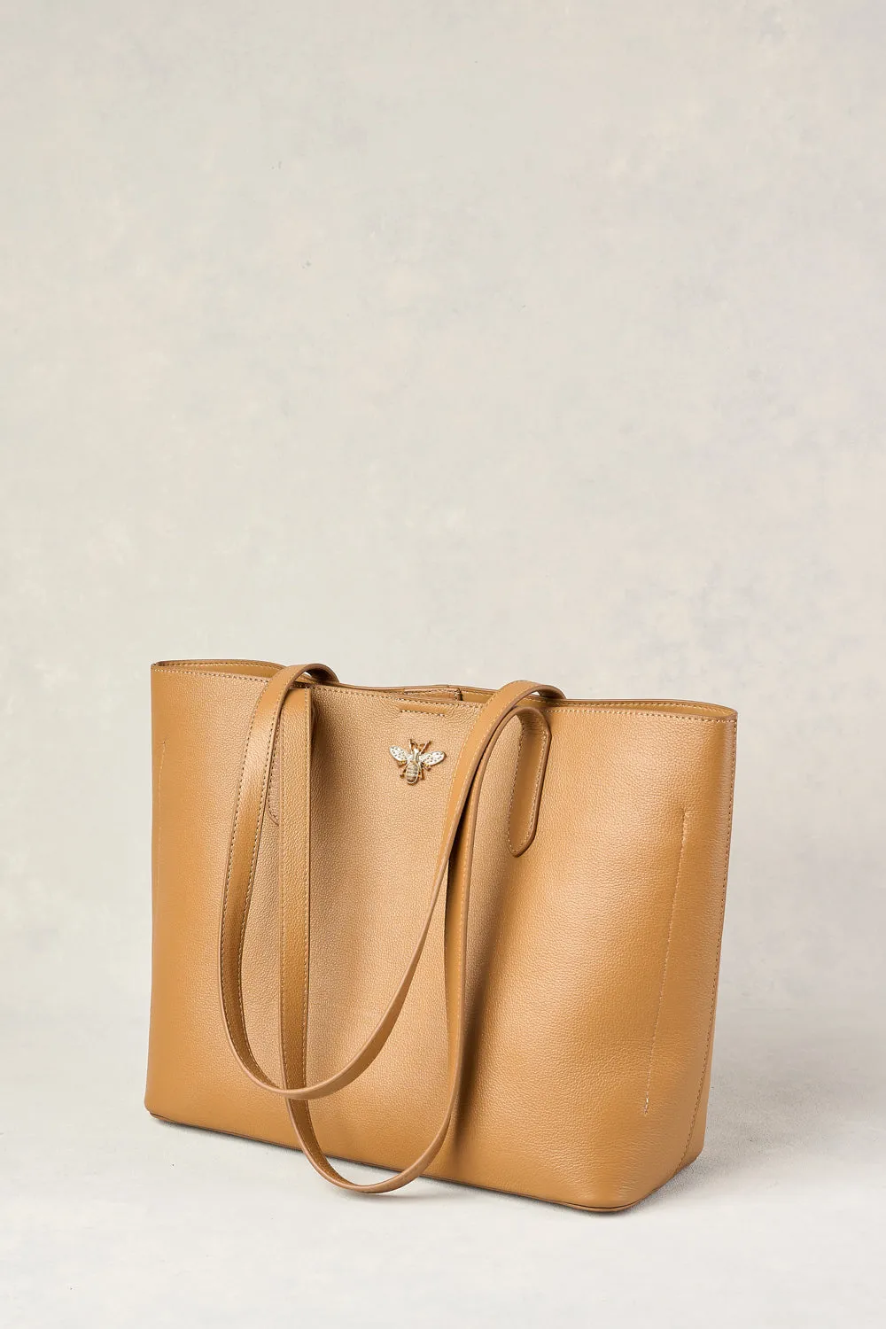 Beverly Bee Leather Tote - Tan