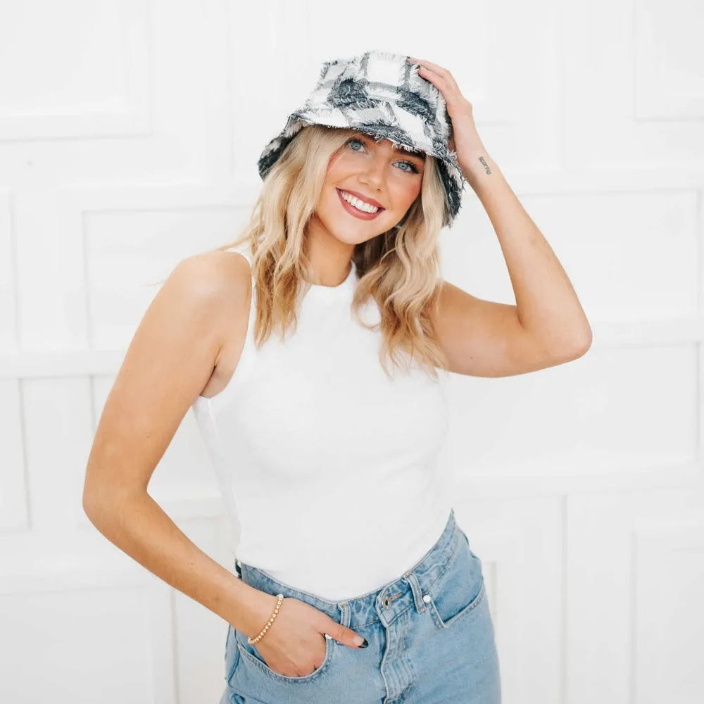 Black and White Plaid Bucket Hat
