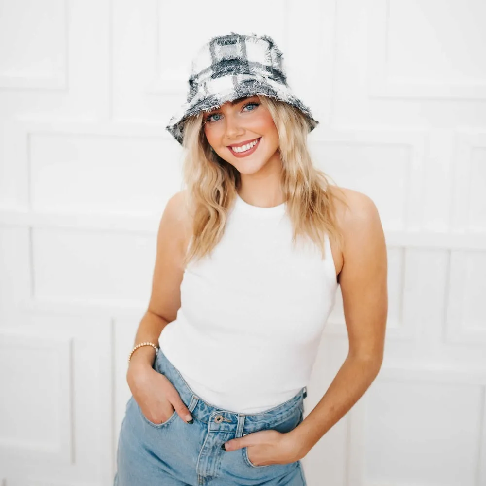 Black and White Plaid Bucket Hat