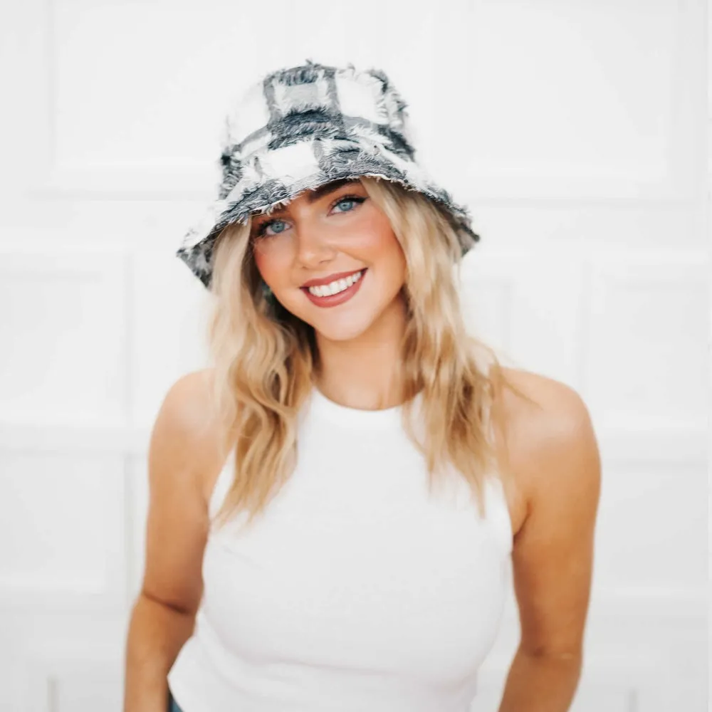 Black and White Plaid Bucket Hat