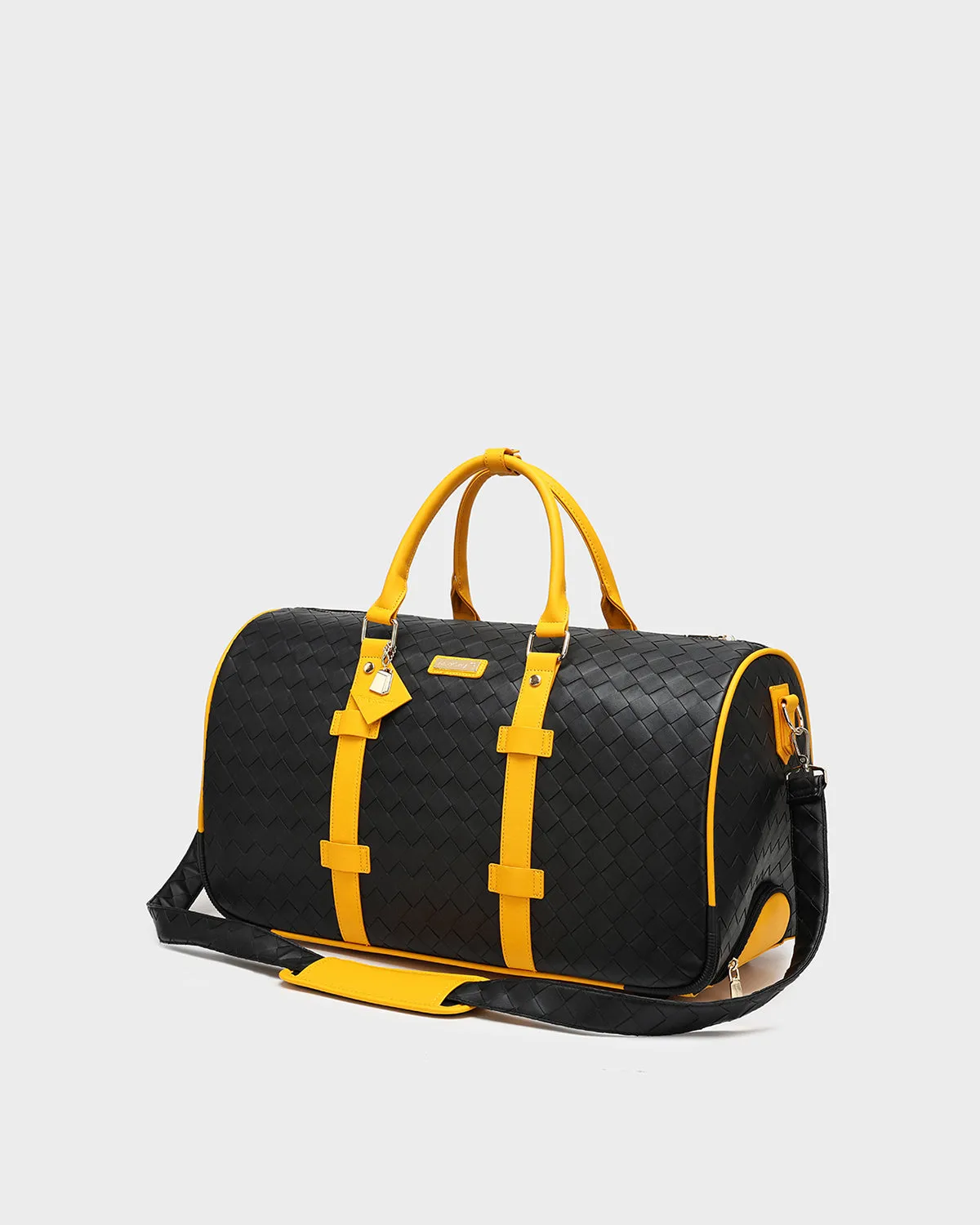 Bodega Rolling Travel Set in Black & Mustard