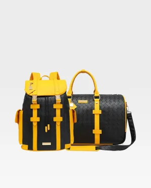 Bodega Rolling Travel Set in Black & Mustard