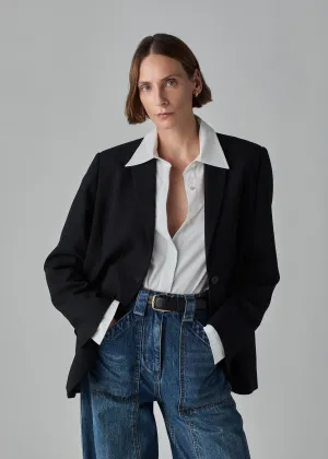 Boxy Jacket in Virgin Wool - Black