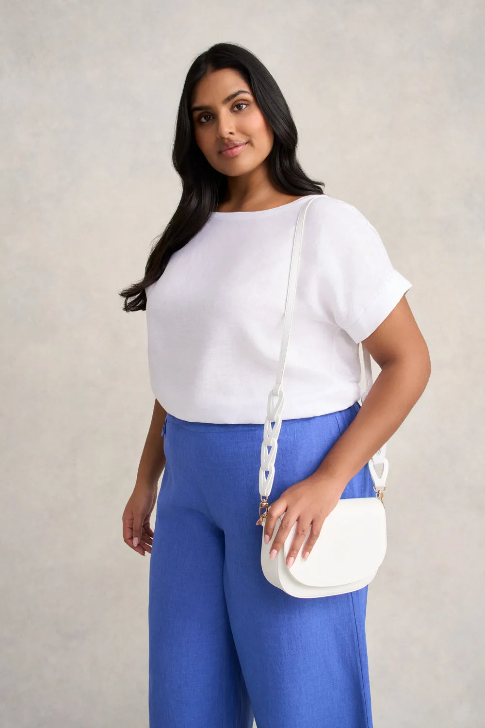 Braided Strap Crossbody Bag - White