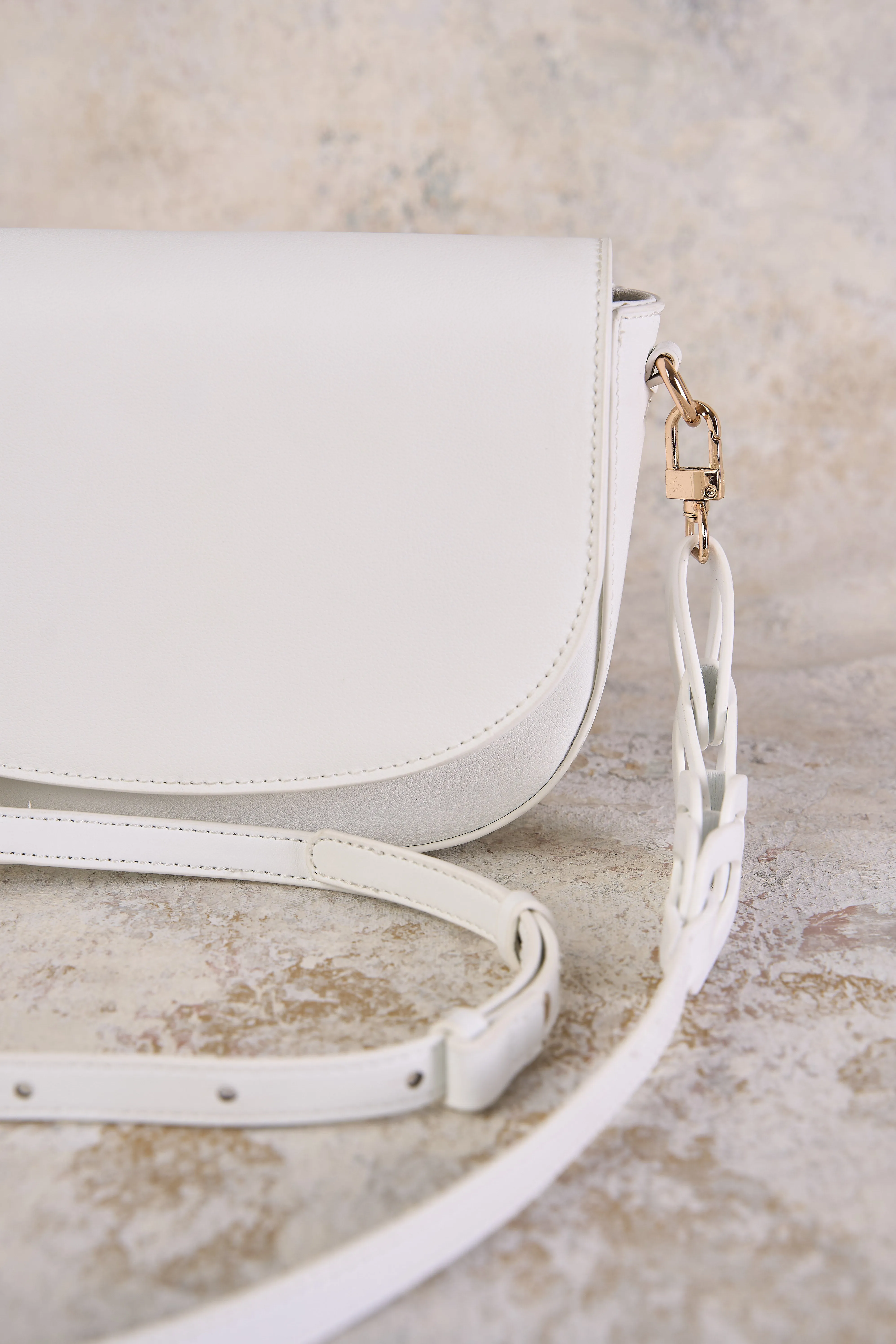 Braided Strap Crossbody Bag - White