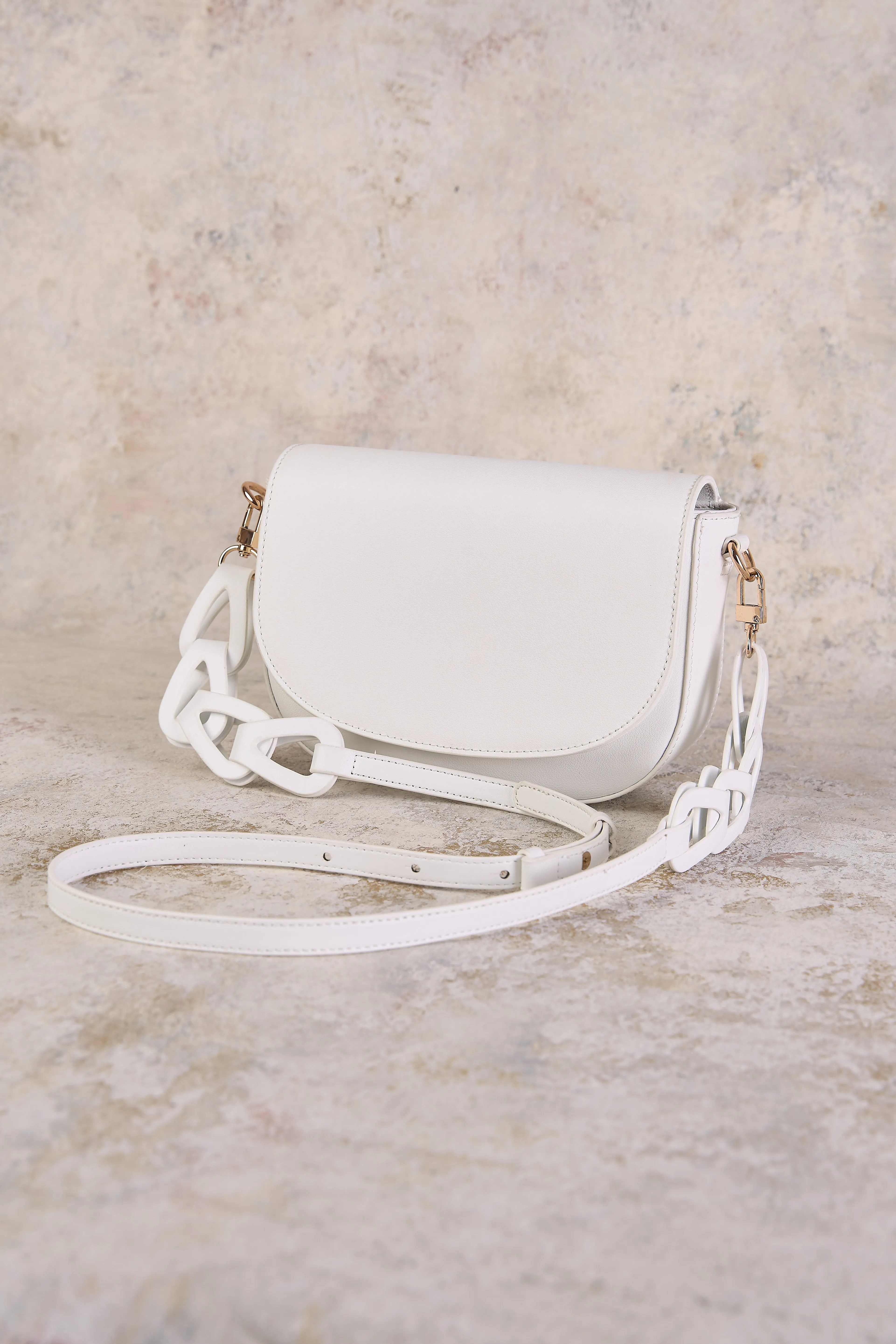 Braided Strap Crossbody Bag - White