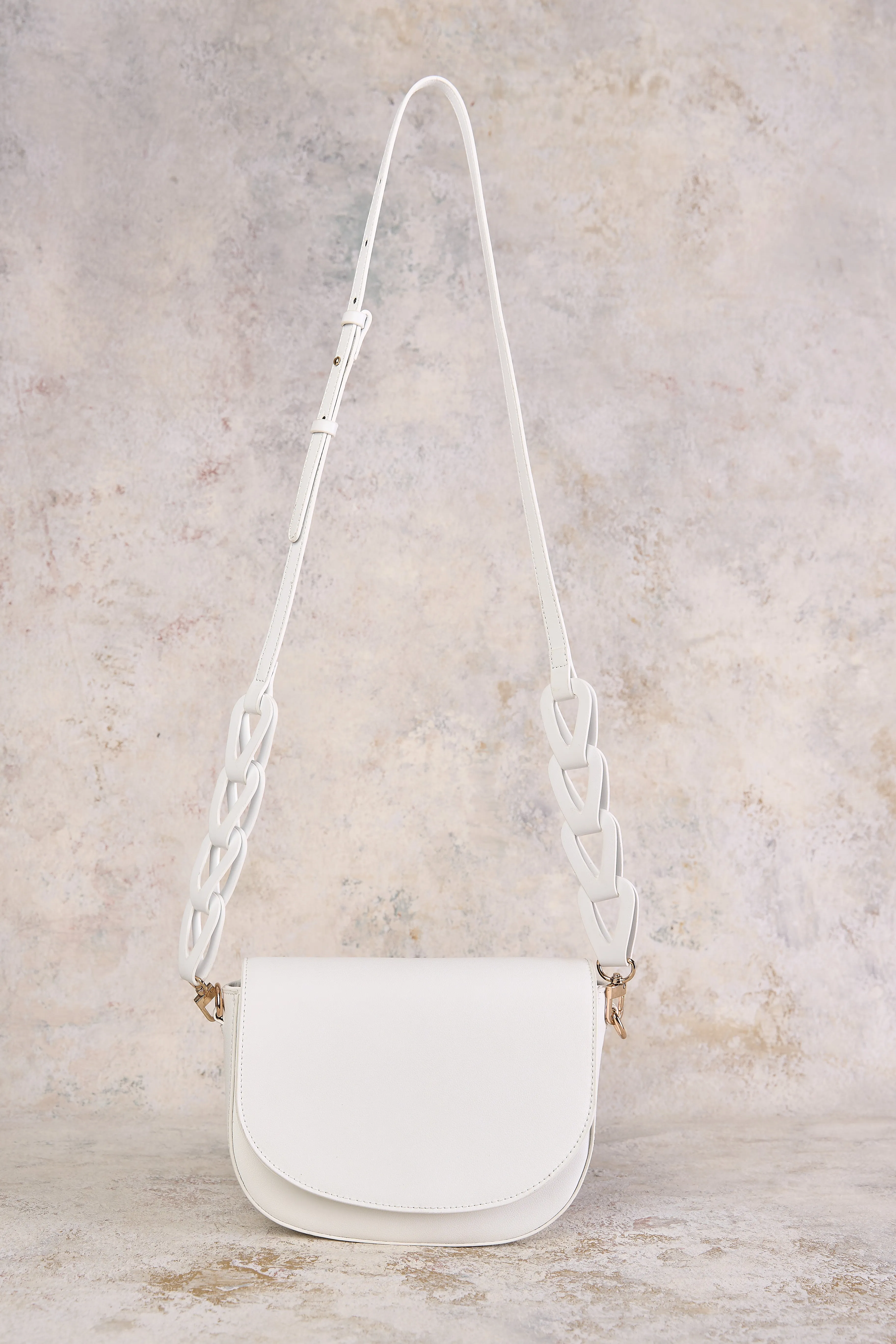 Braided Strap Crossbody Bag - White