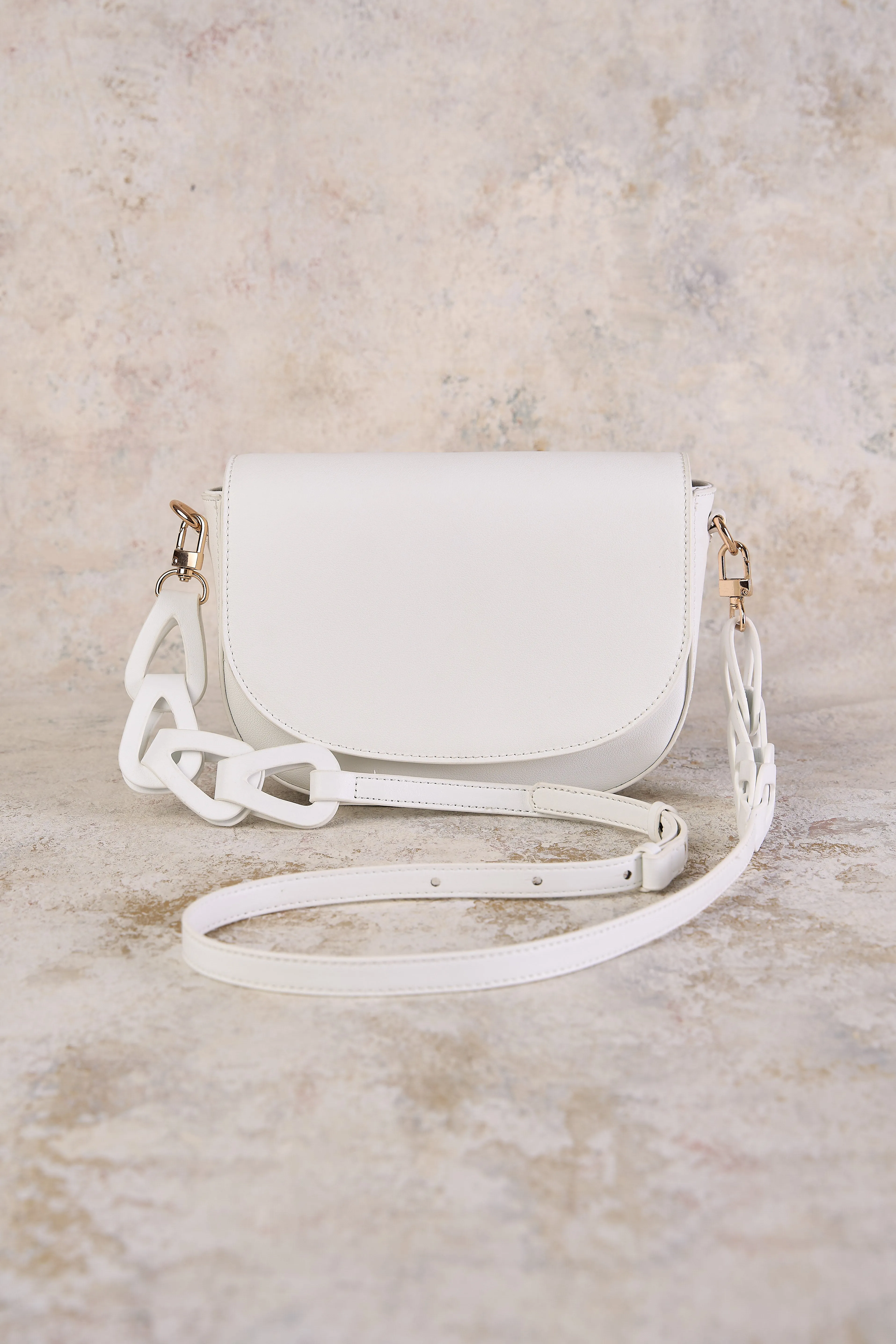 Braided Strap Crossbody Bag - White