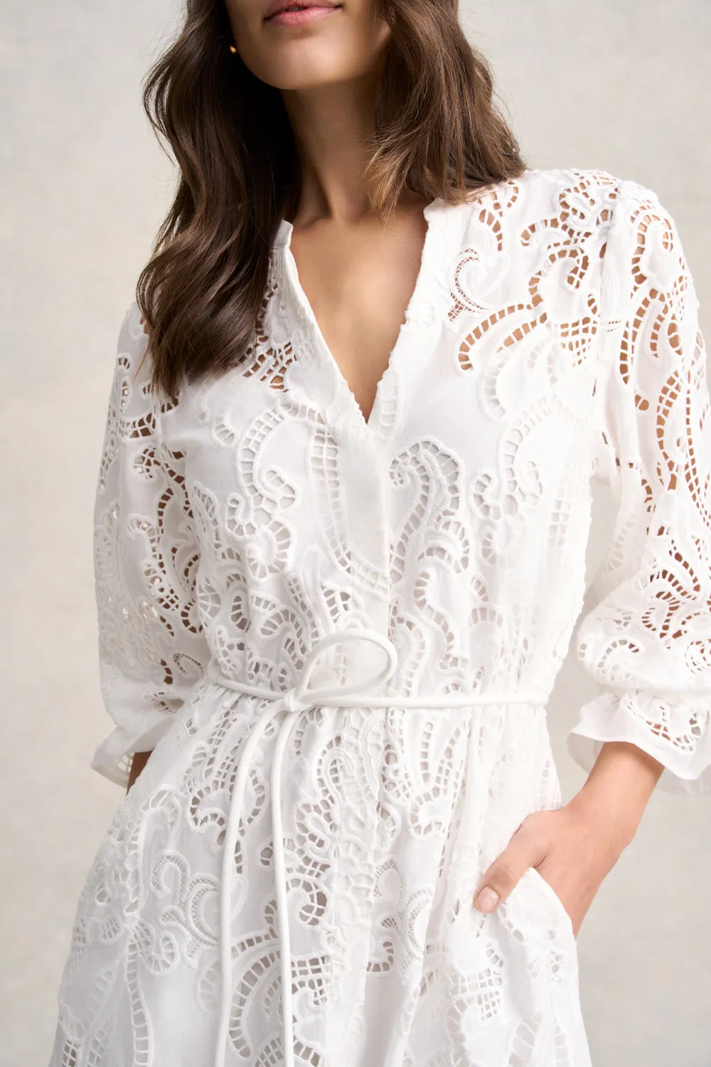 Broderie Lace Dress - White