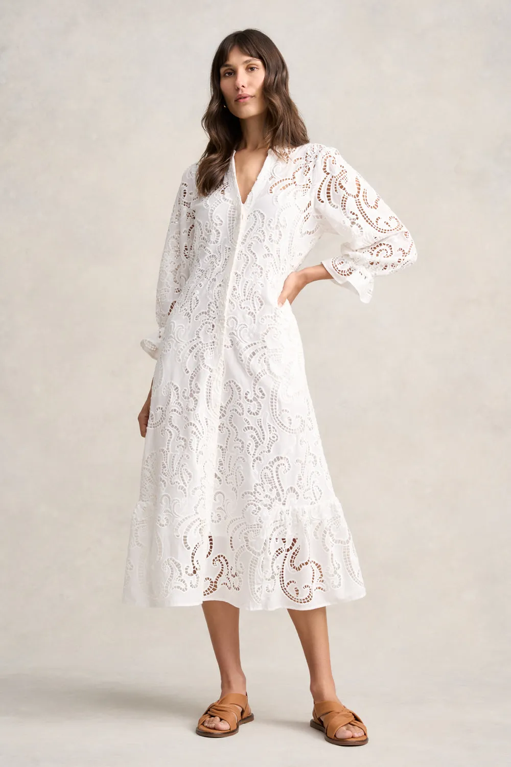 Broderie Lace Dress - White