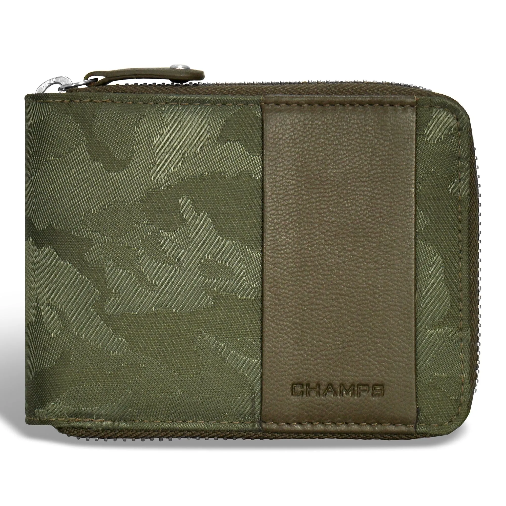 Camo / Leather Zip Around Wallet