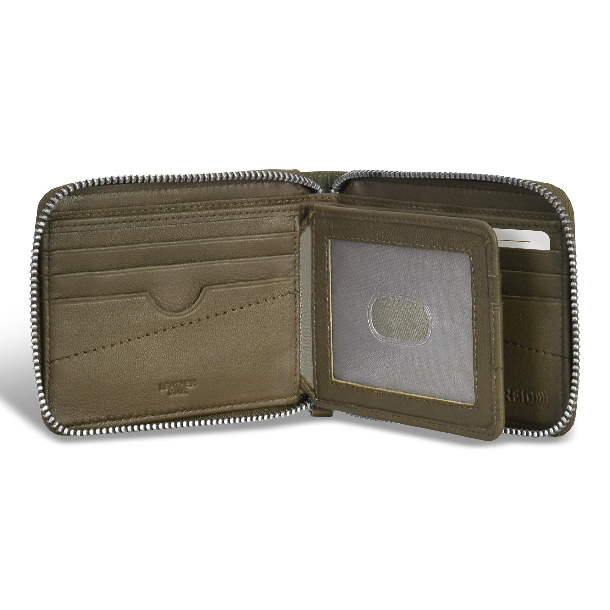 Camo / Leather Zip Around Wallet