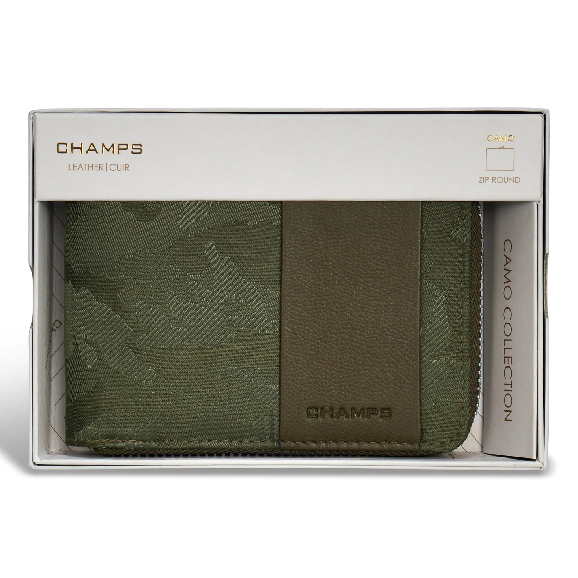 Camo / Leather Zip Around Wallet