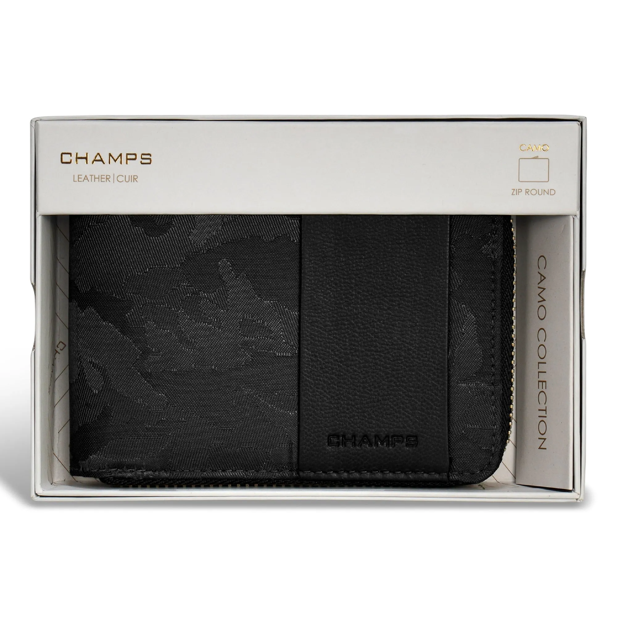 Camo / Leather Zip Around Wallet