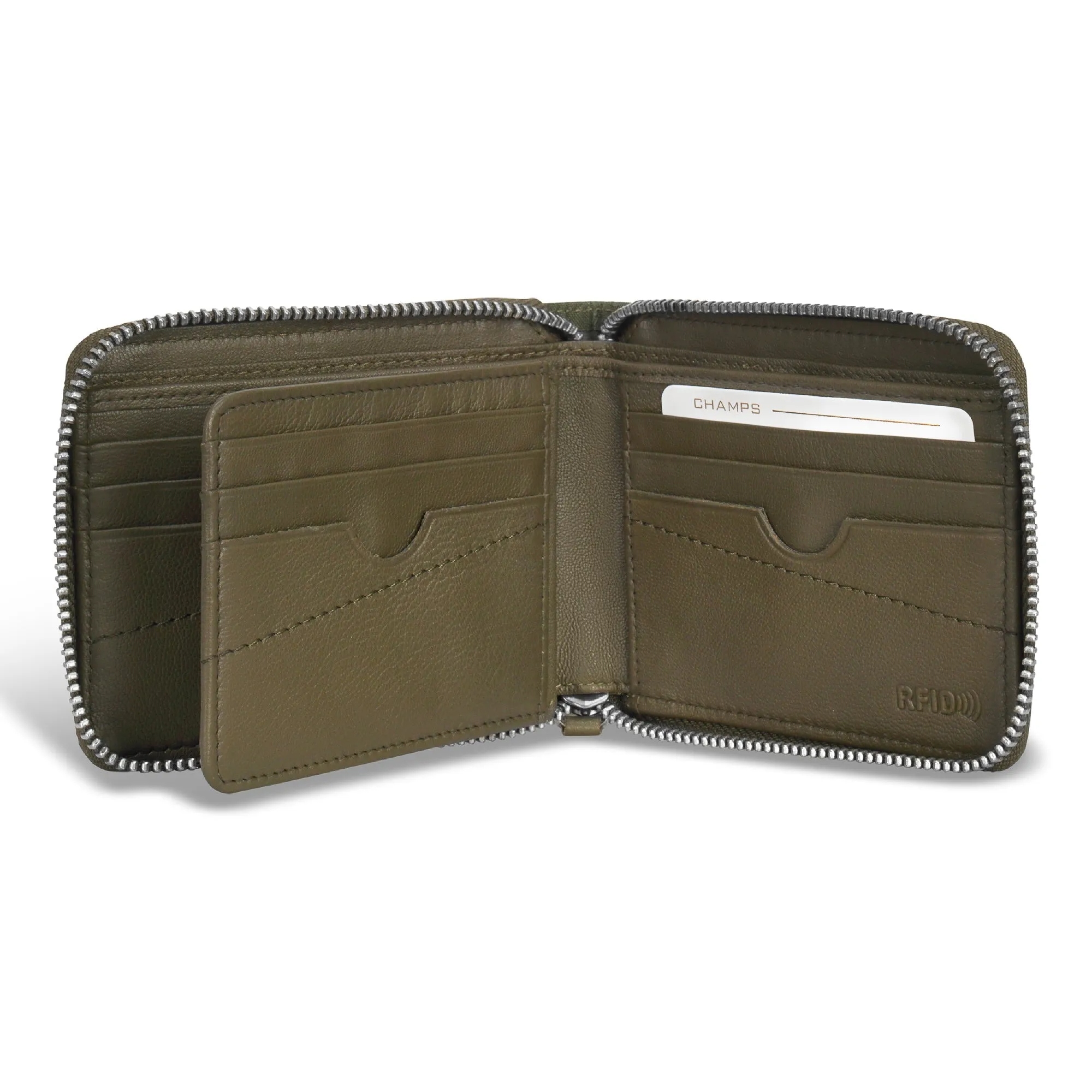 Camo / Leather Zip Around Wallet