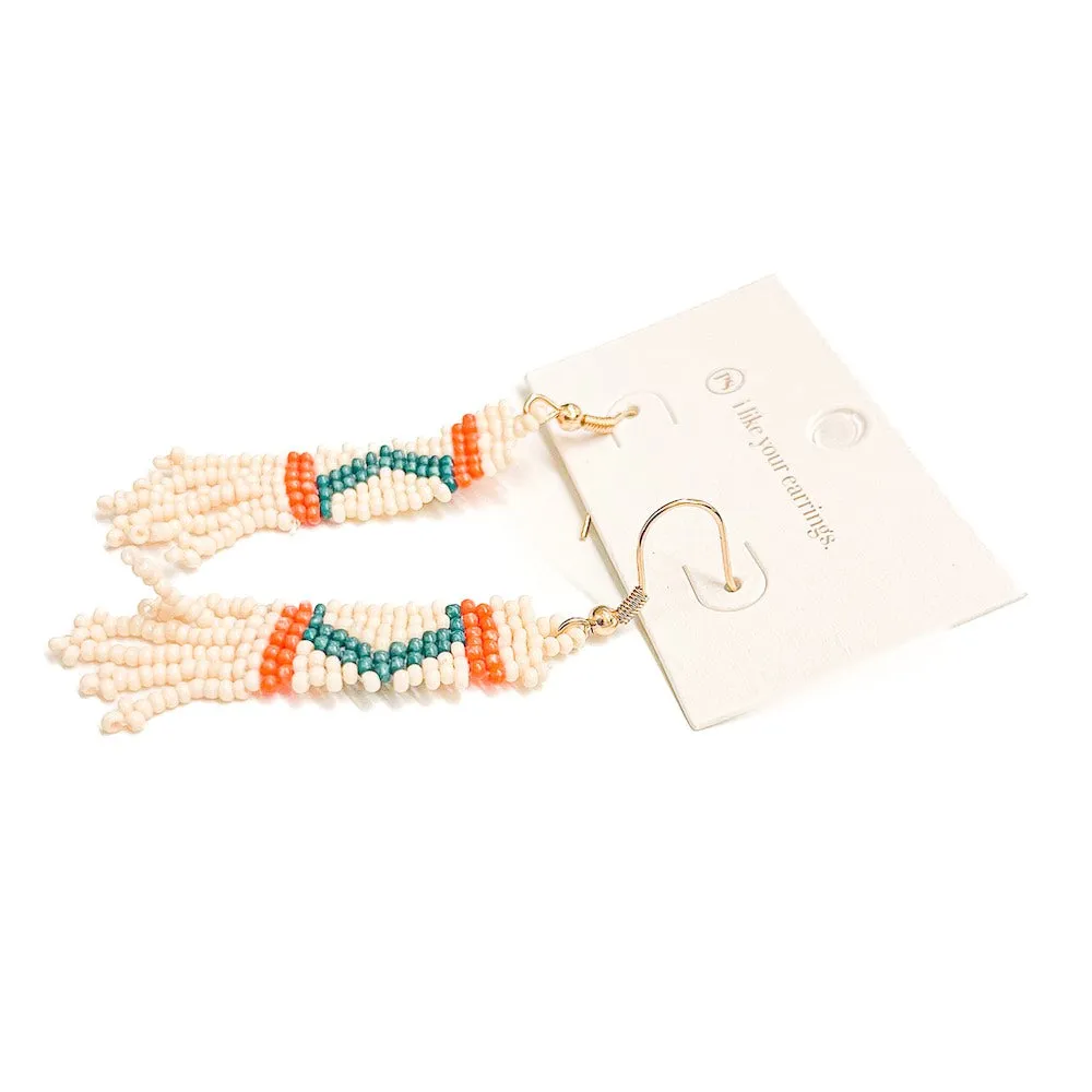 Chevron Fringe Beaded Earrings
