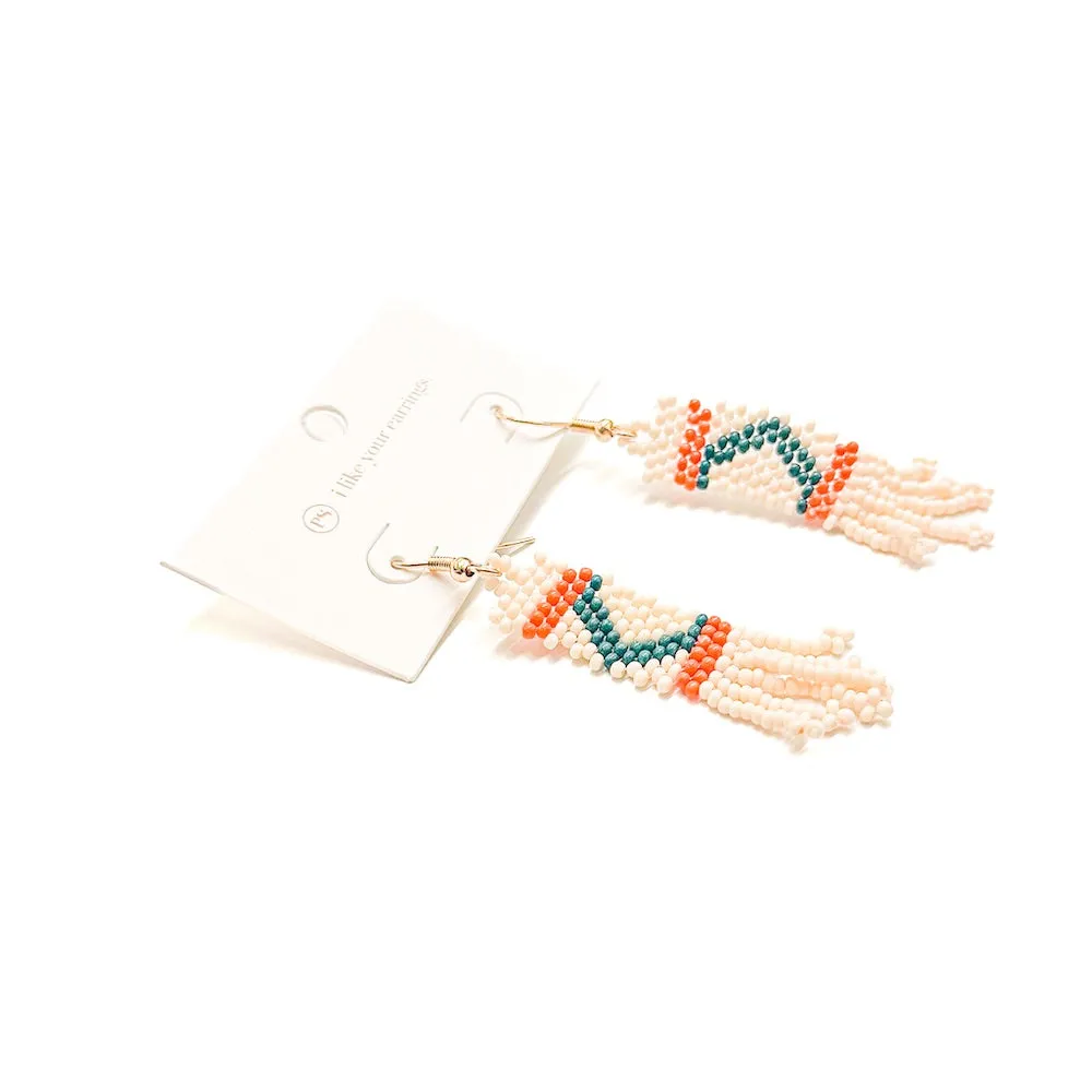 Chevron Fringe Beaded Earrings