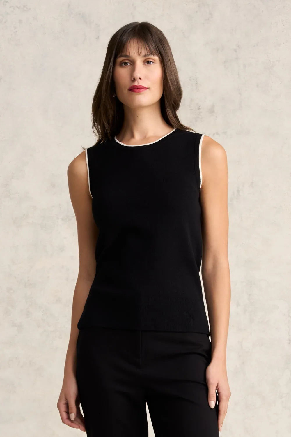 Contrast Rib Tank - Black