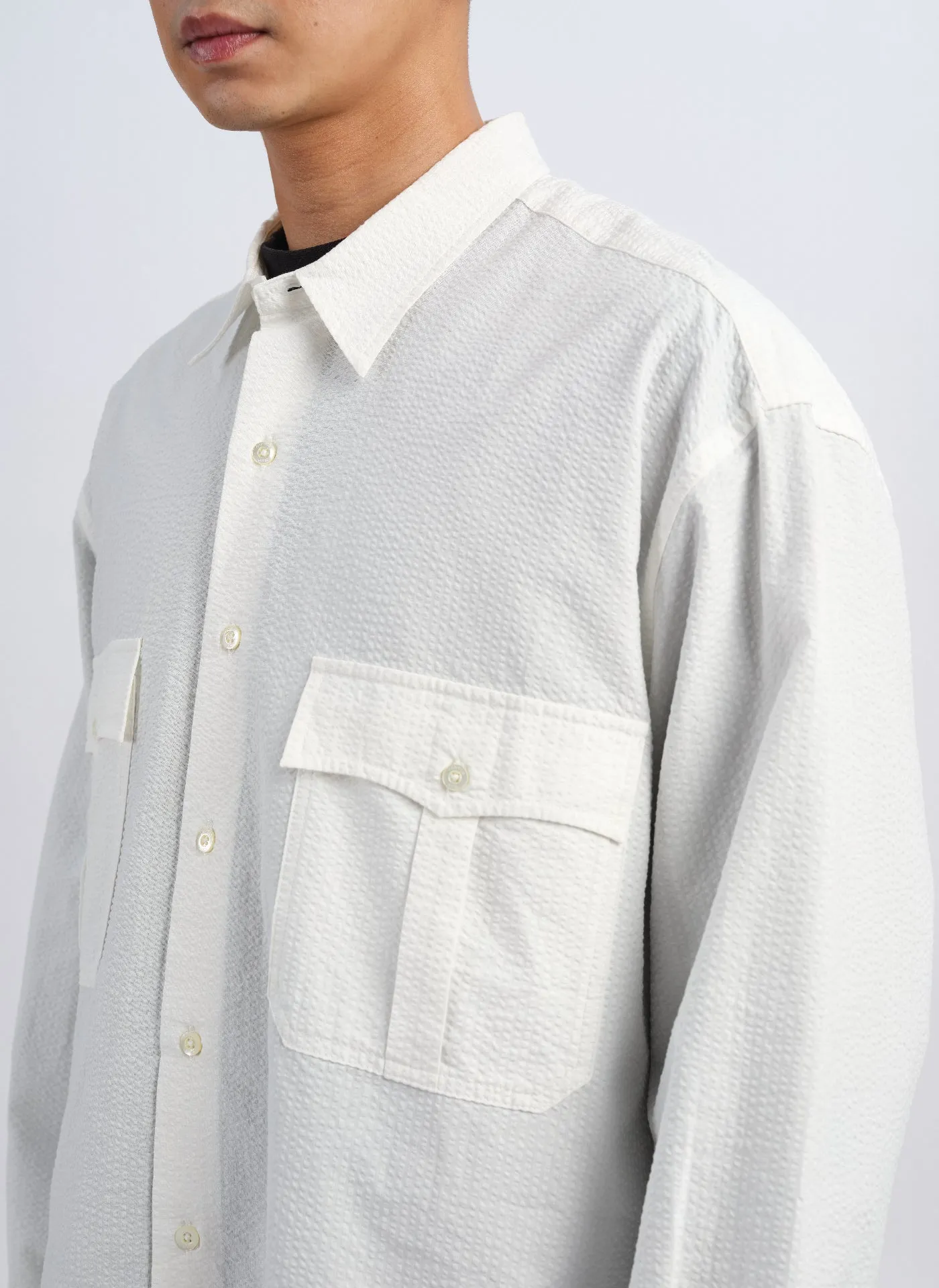 Cotton Seersuker Classic Utility Pocket Shirt