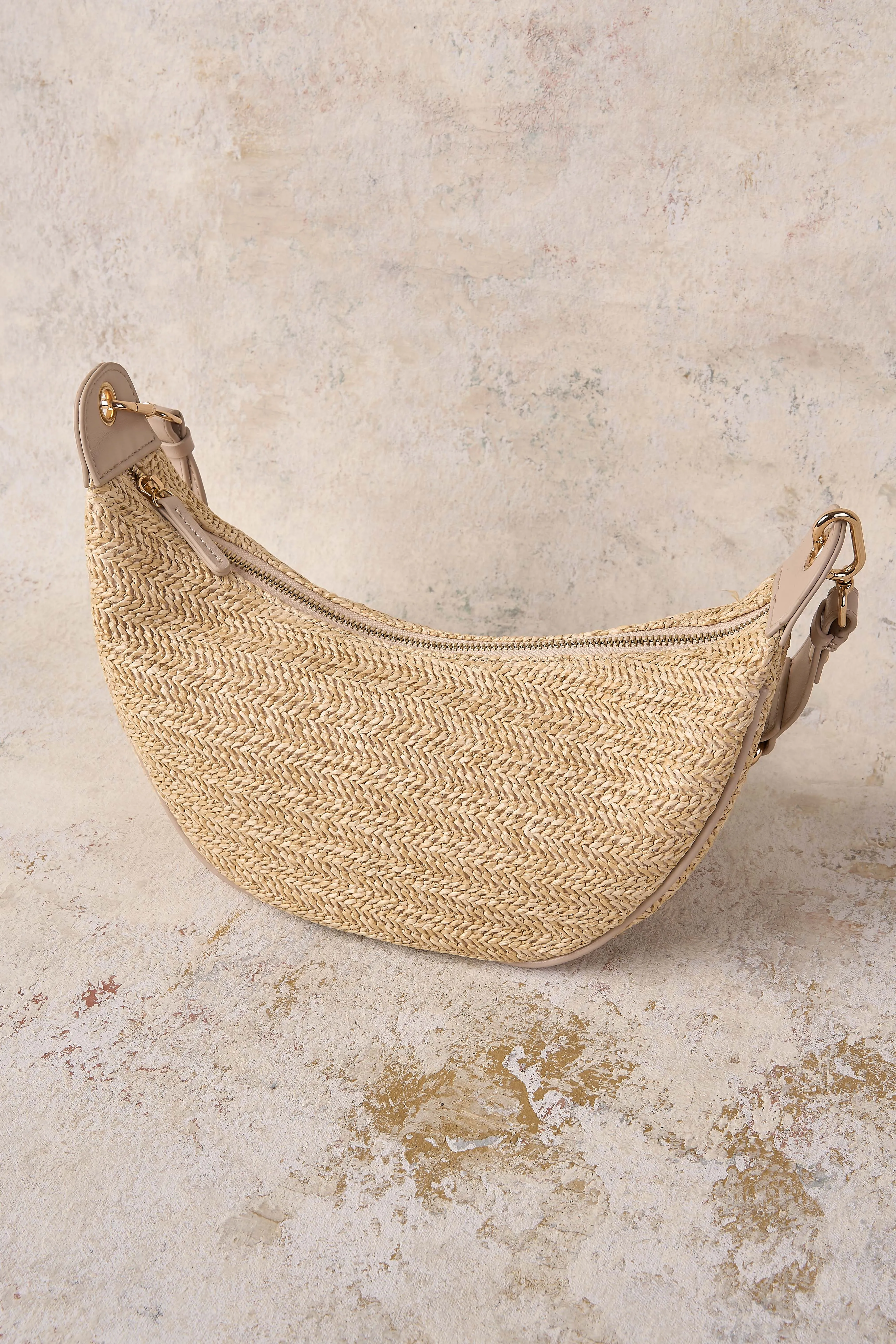 Crescent Crochet Shoulder Bag - Natural