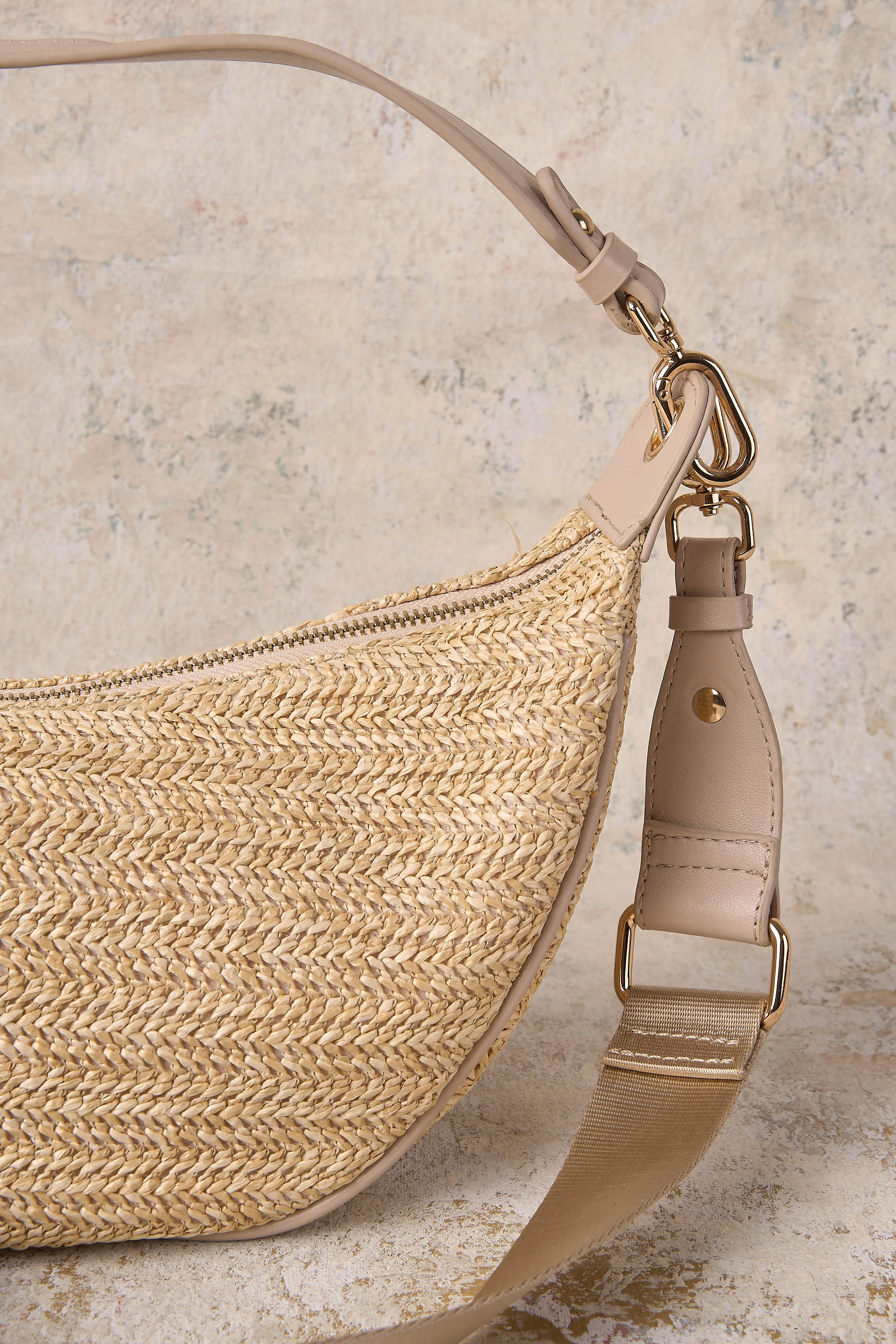 Crescent Crochet Shoulder Bag - Natural