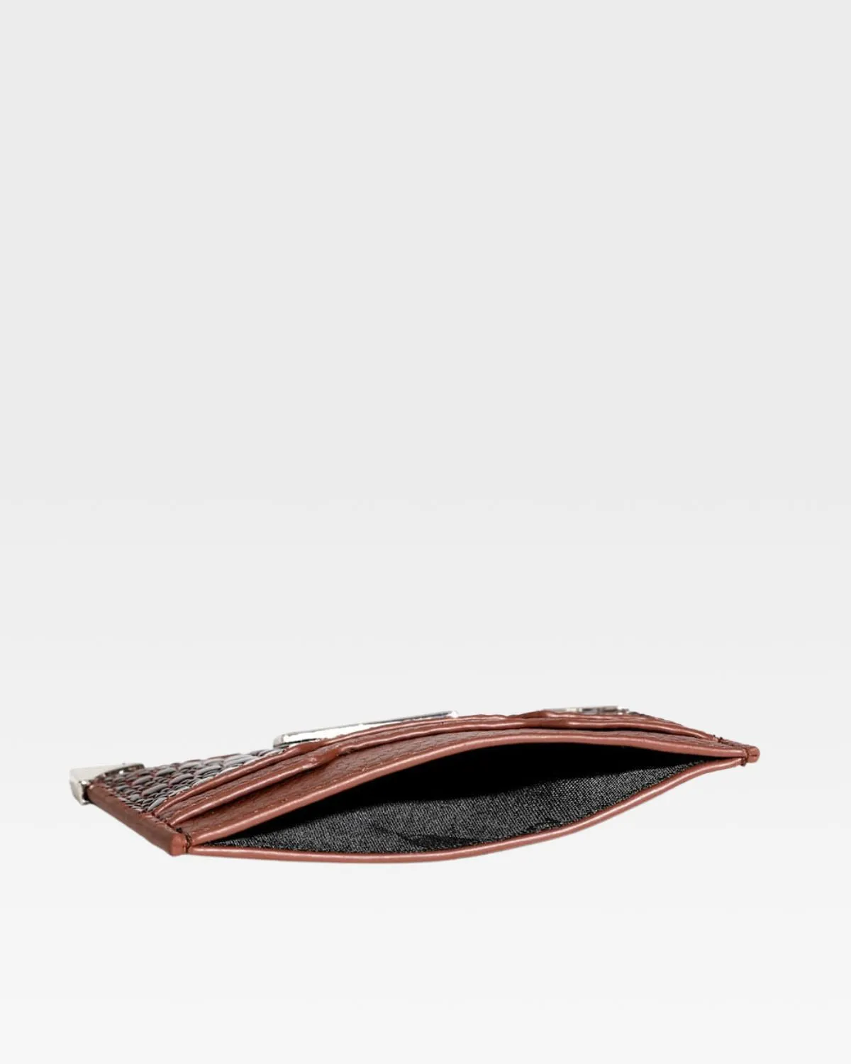 Croc Card Holder Wallet in Brown