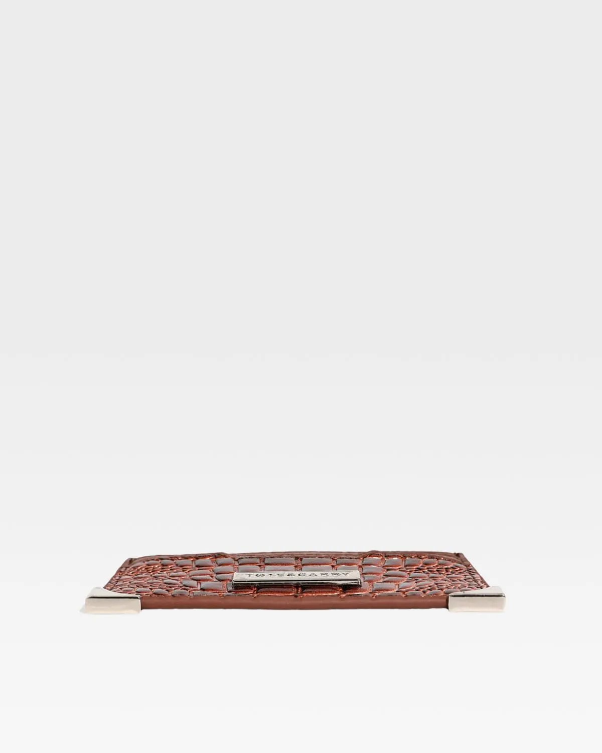 Croc Card Holder Wallet in Brown