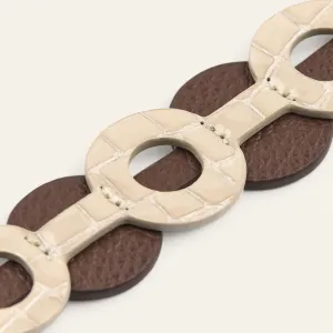 Deco Discs | Cream Patent Croc Chocolate with Silver hardware