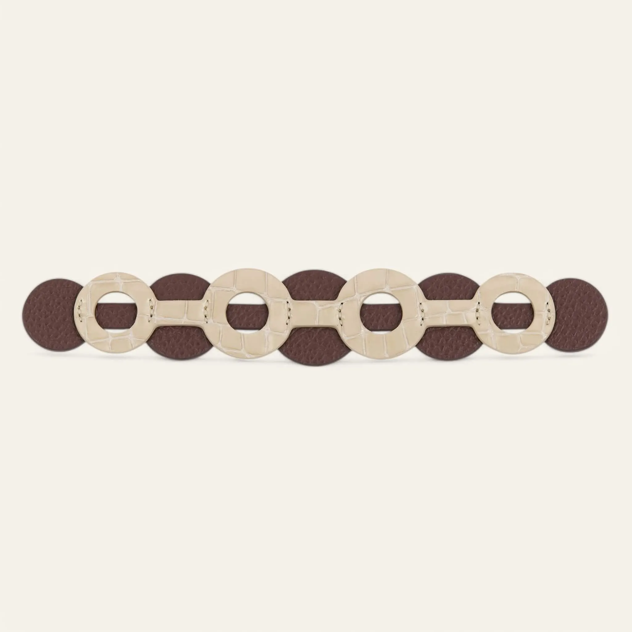 Deco Discs | Cream Patent Croc Chocolate with Silver hardware