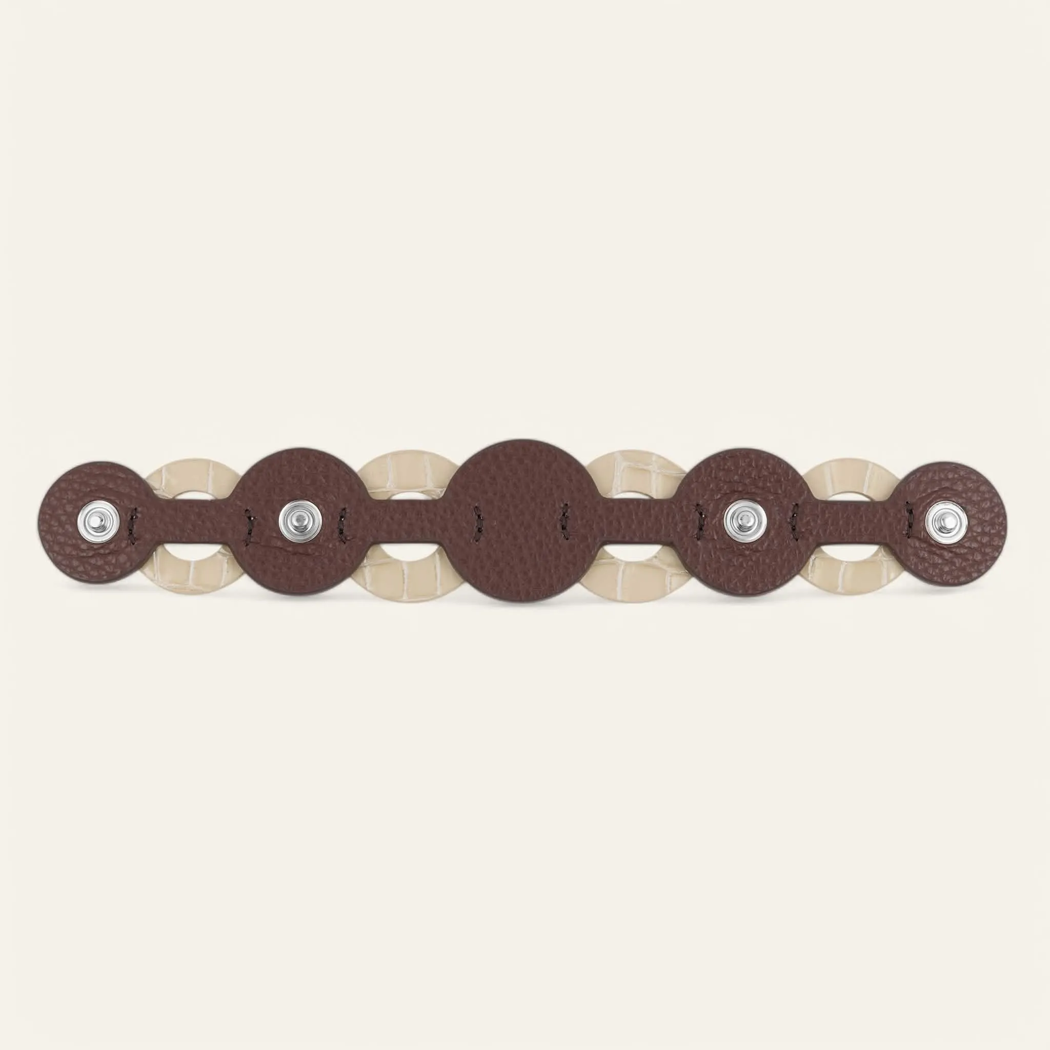 Deco Discs | Cream Patent Croc Chocolate with Silver hardware