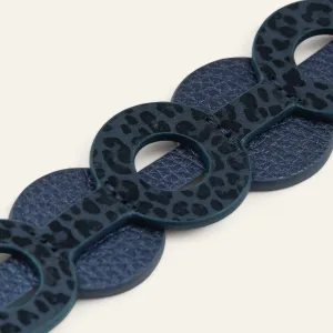 Deco Discs | Navy Leopard Metallic Navy with Silver hardware