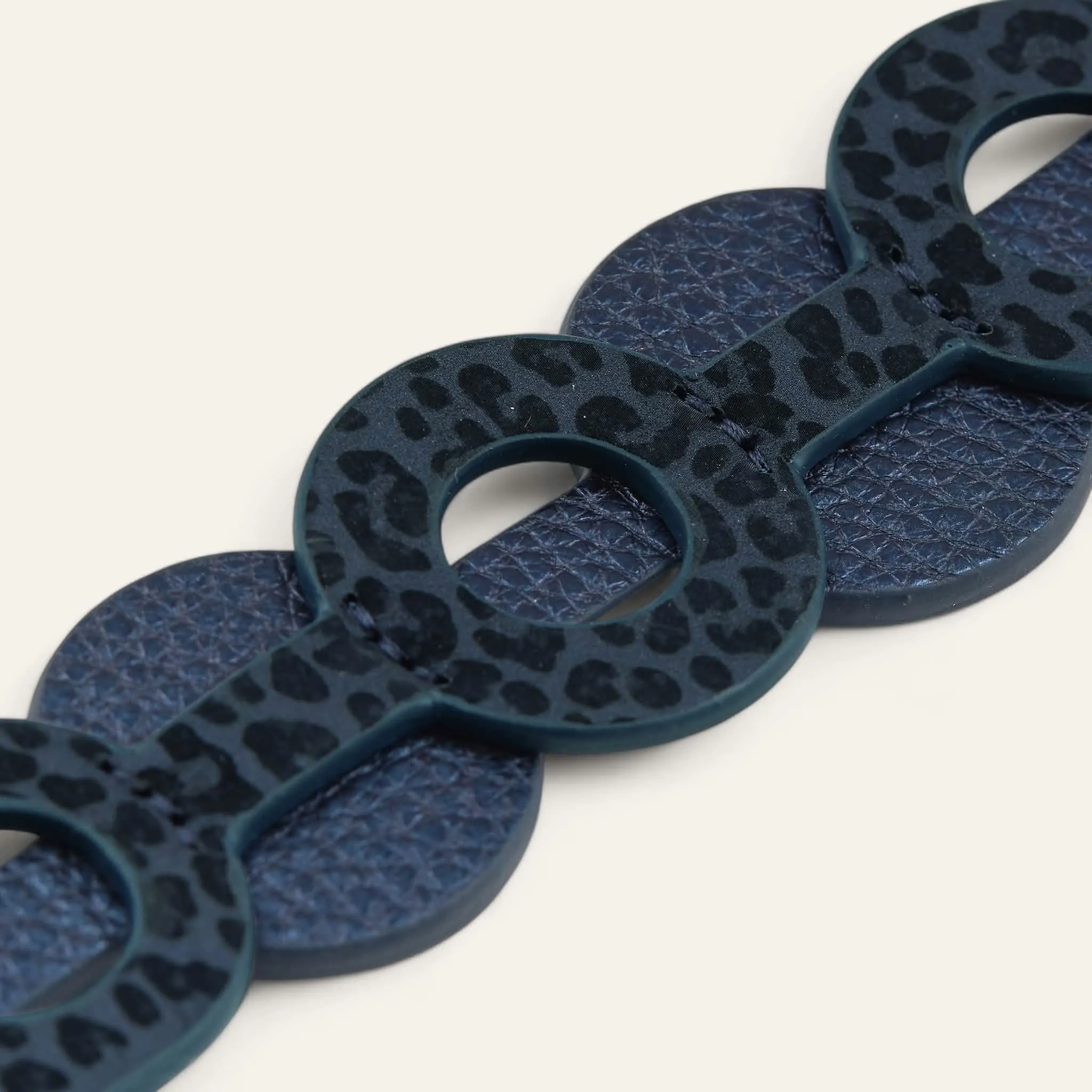 Deco Discs | Navy Leopard Metallic Navy with Silver hardware