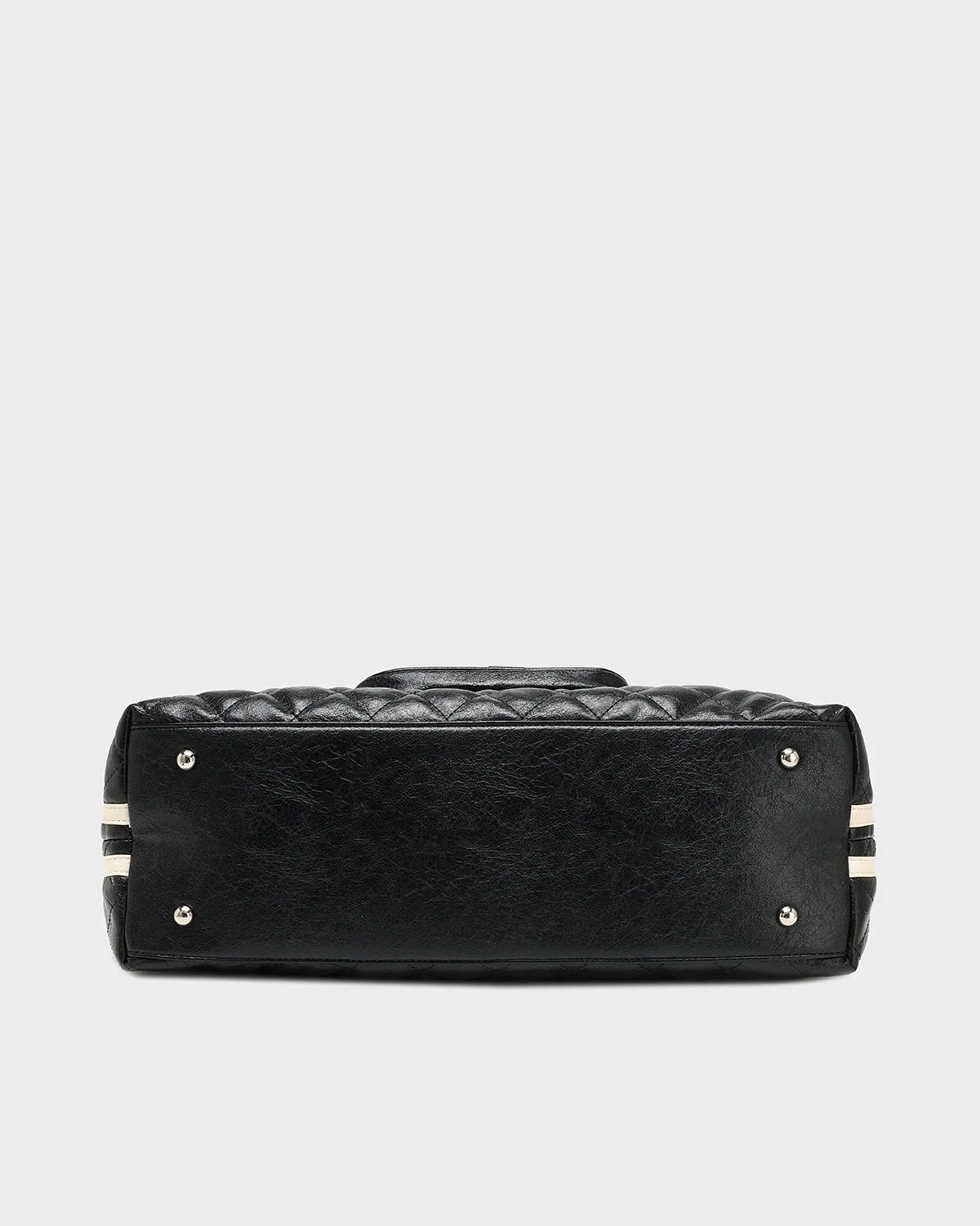 Diamond Stitch Quilted Chic Tote Bag in Black