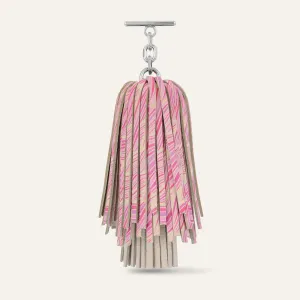 Double Pompom Tassel | Pink Leaf Porcelain with Silver hardware