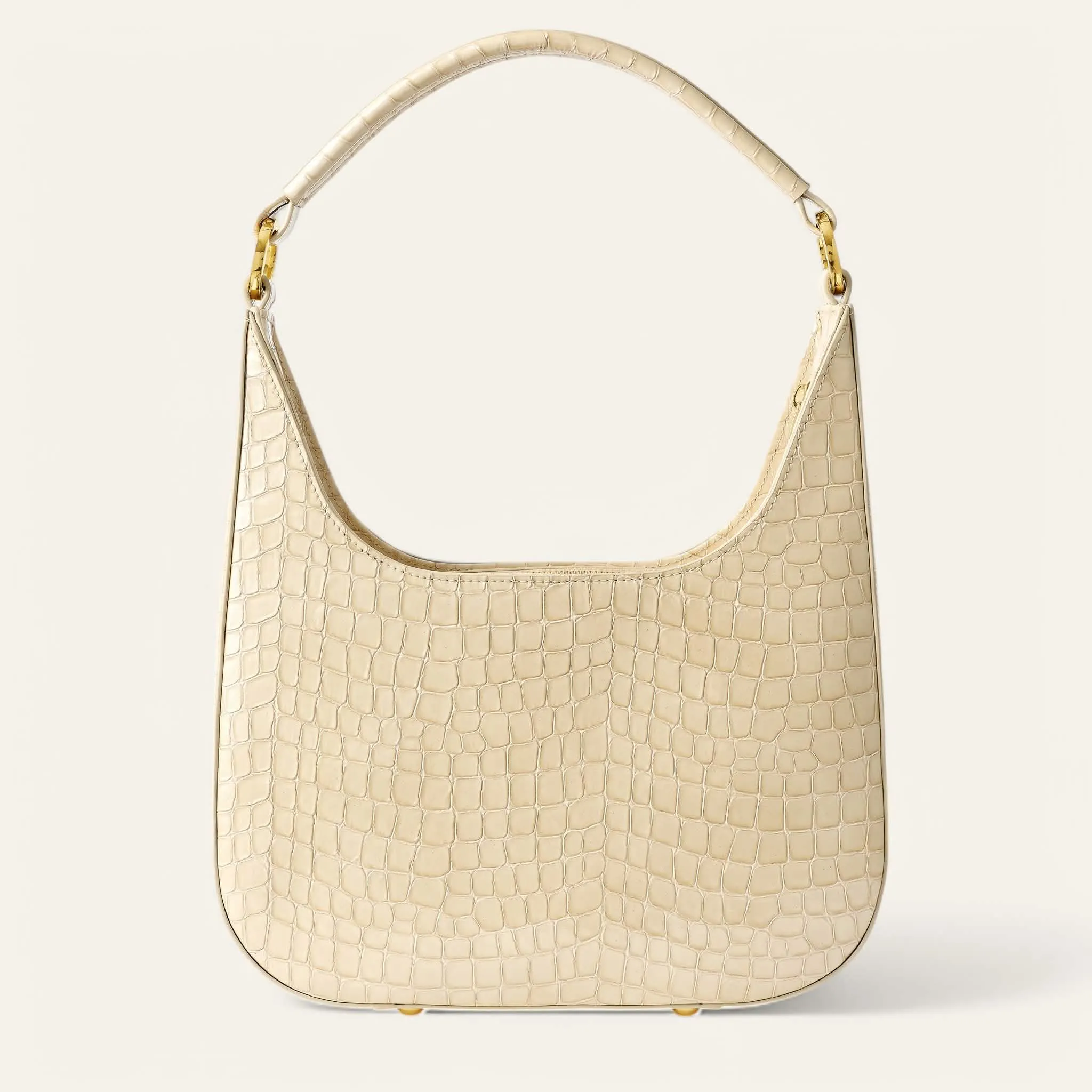 Florence Shoulder Bag | Cream Patent Croc with Gold hardware
