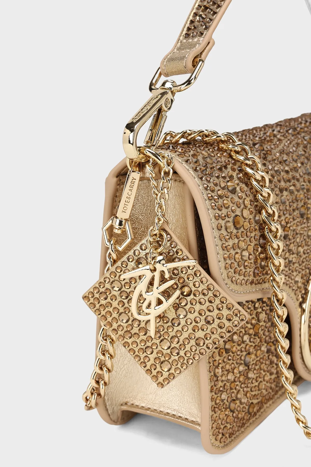 Glitter Shoulder Bag in Gold