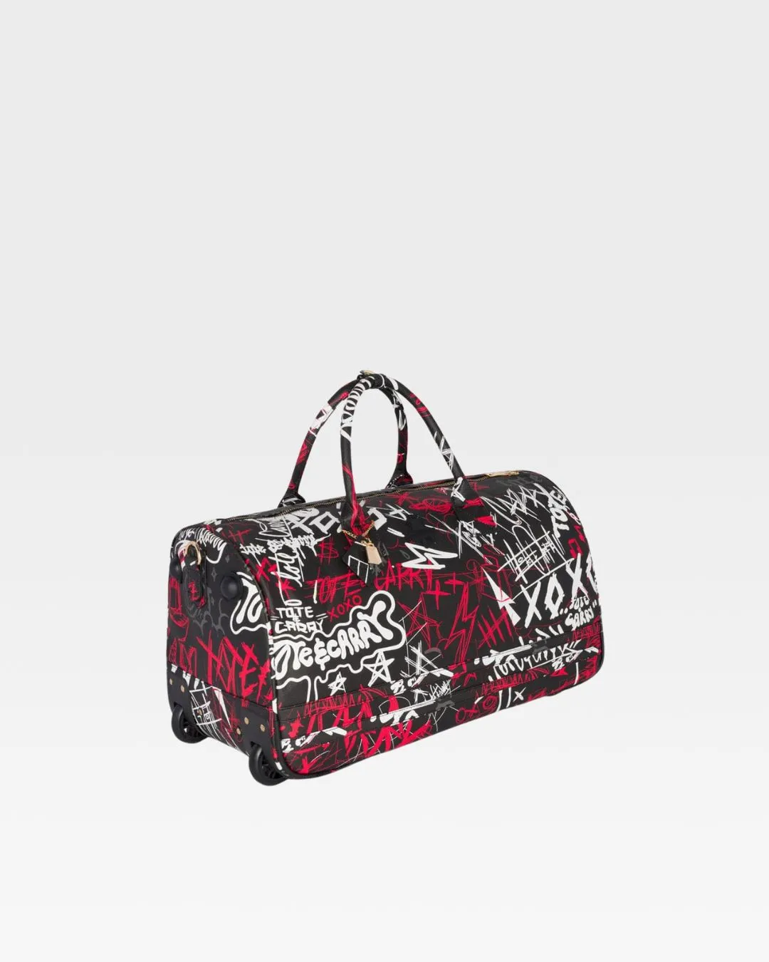 Graffiti Rolling Duffle Bag in Black