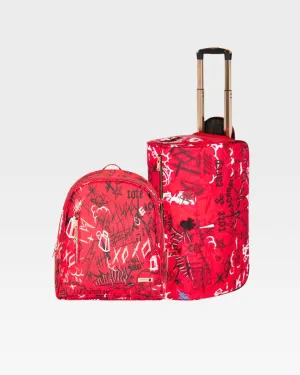 Graffiti Tombstone Roller Duffle Set in Red