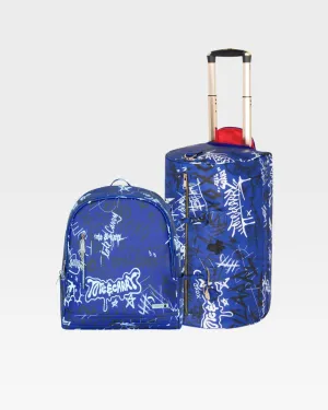 Graffiti Tombstone Roller Duffle Set in Royal Blue