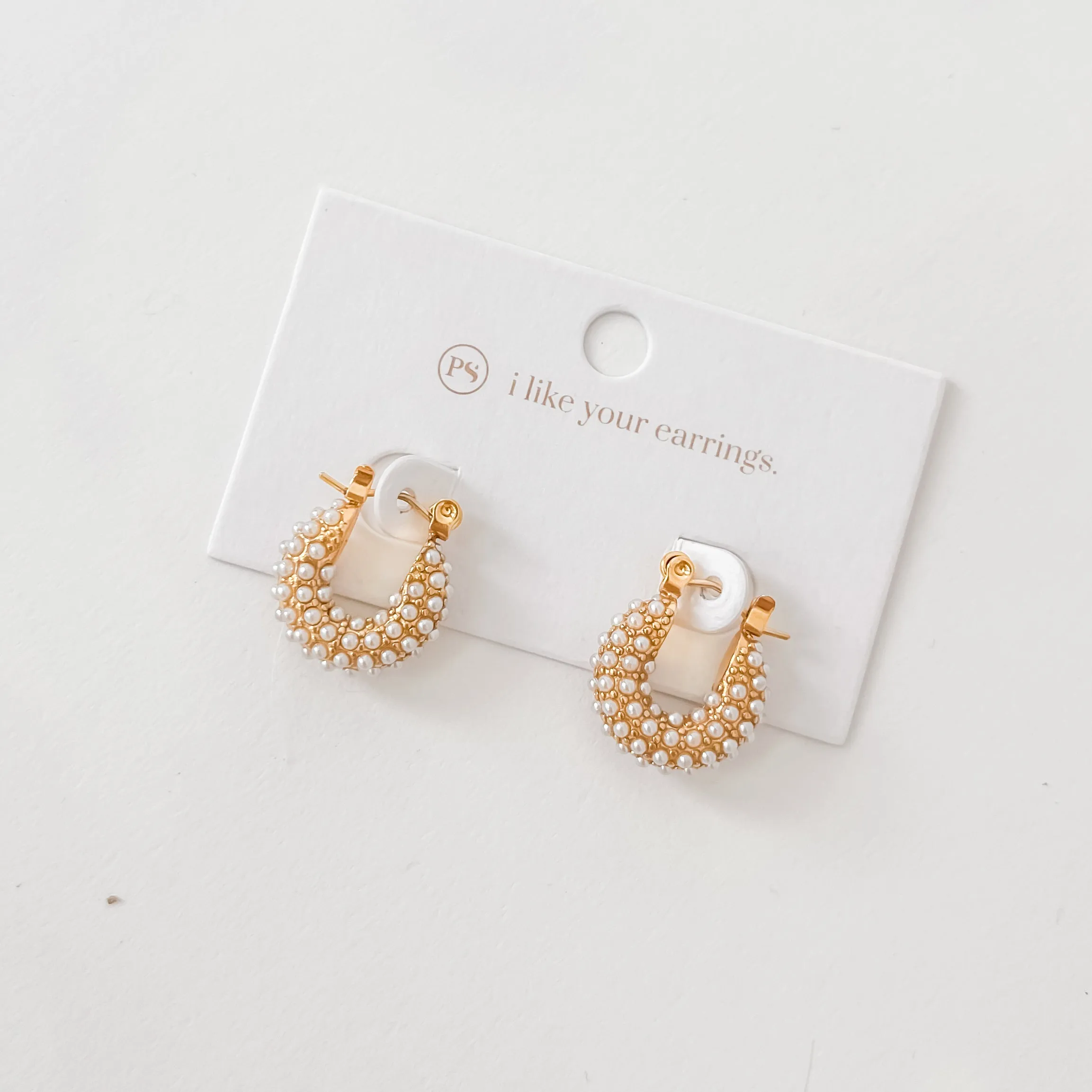 Hailey Huggie Pearl Earrings WATERPROOF