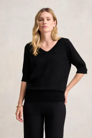Half Sleeve Wool Knit - Black