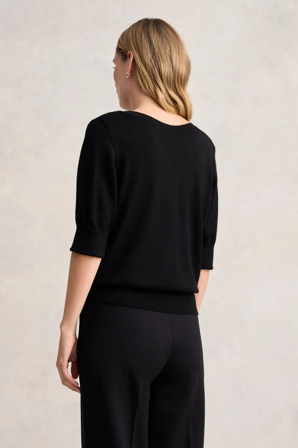 Half Sleeve Wool Knit - Black