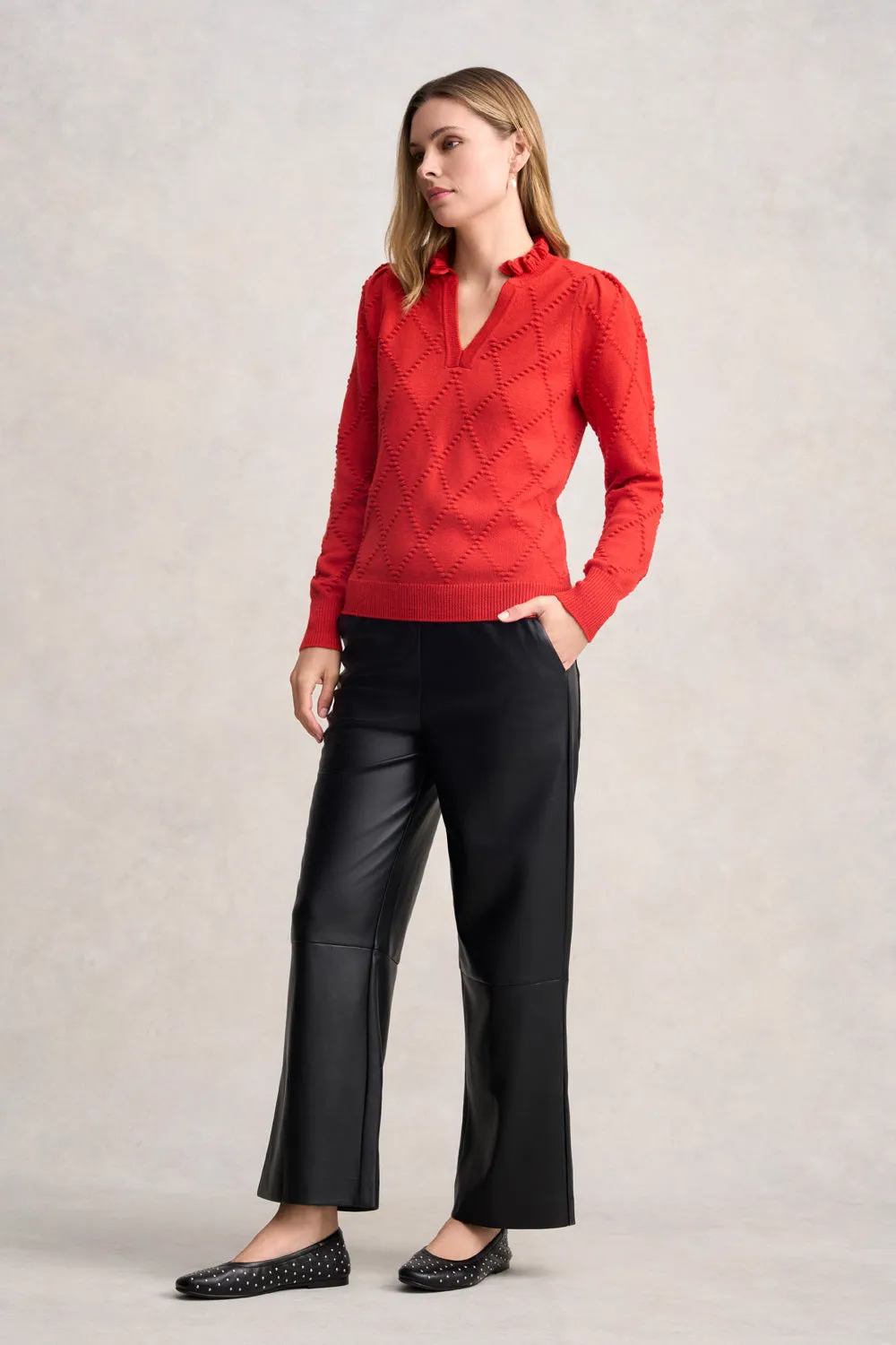 Jacquard Wool Jumper - Tomato