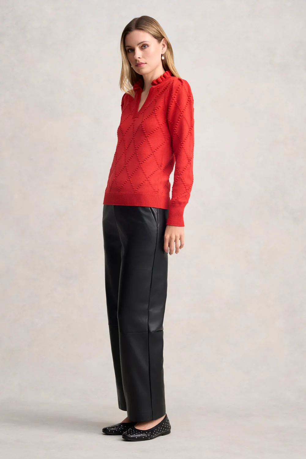 Jacquard Wool Jumper - Tomato