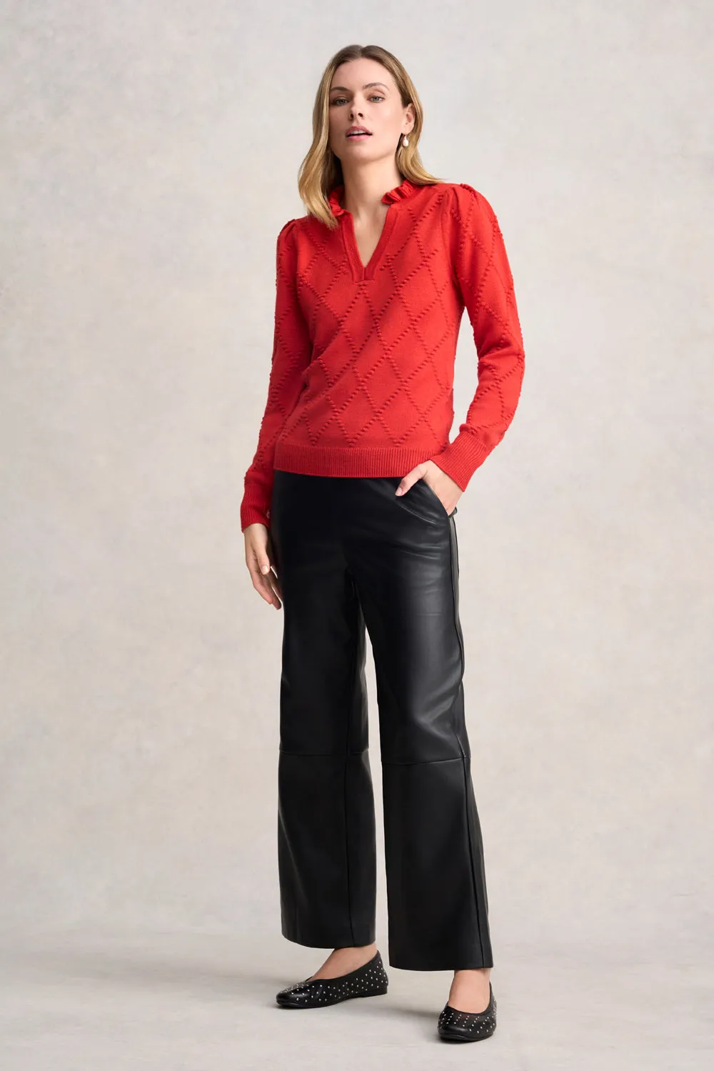 Jacquard Wool Jumper - Tomato