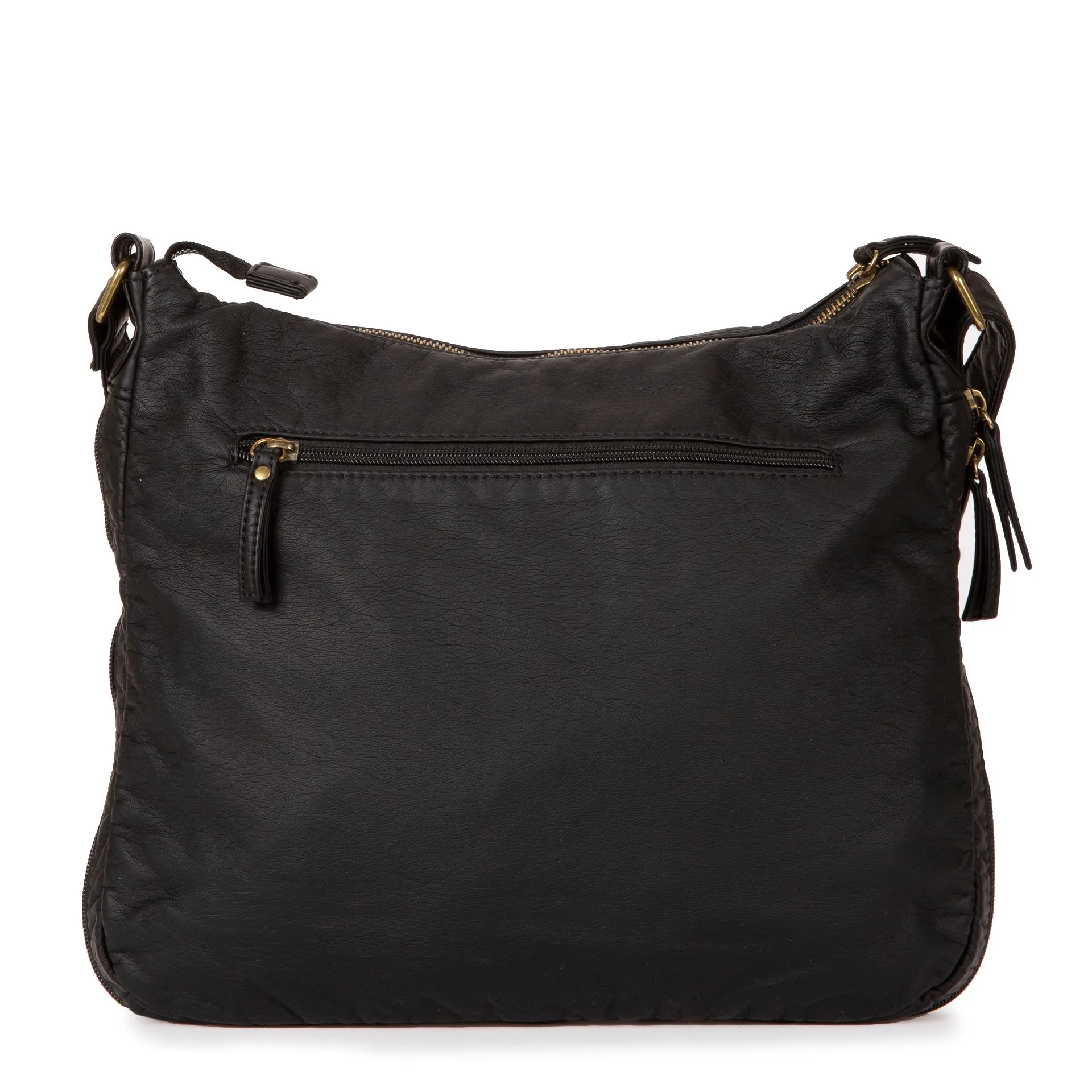 Large Faux Leather Expandable Crossbody Bag