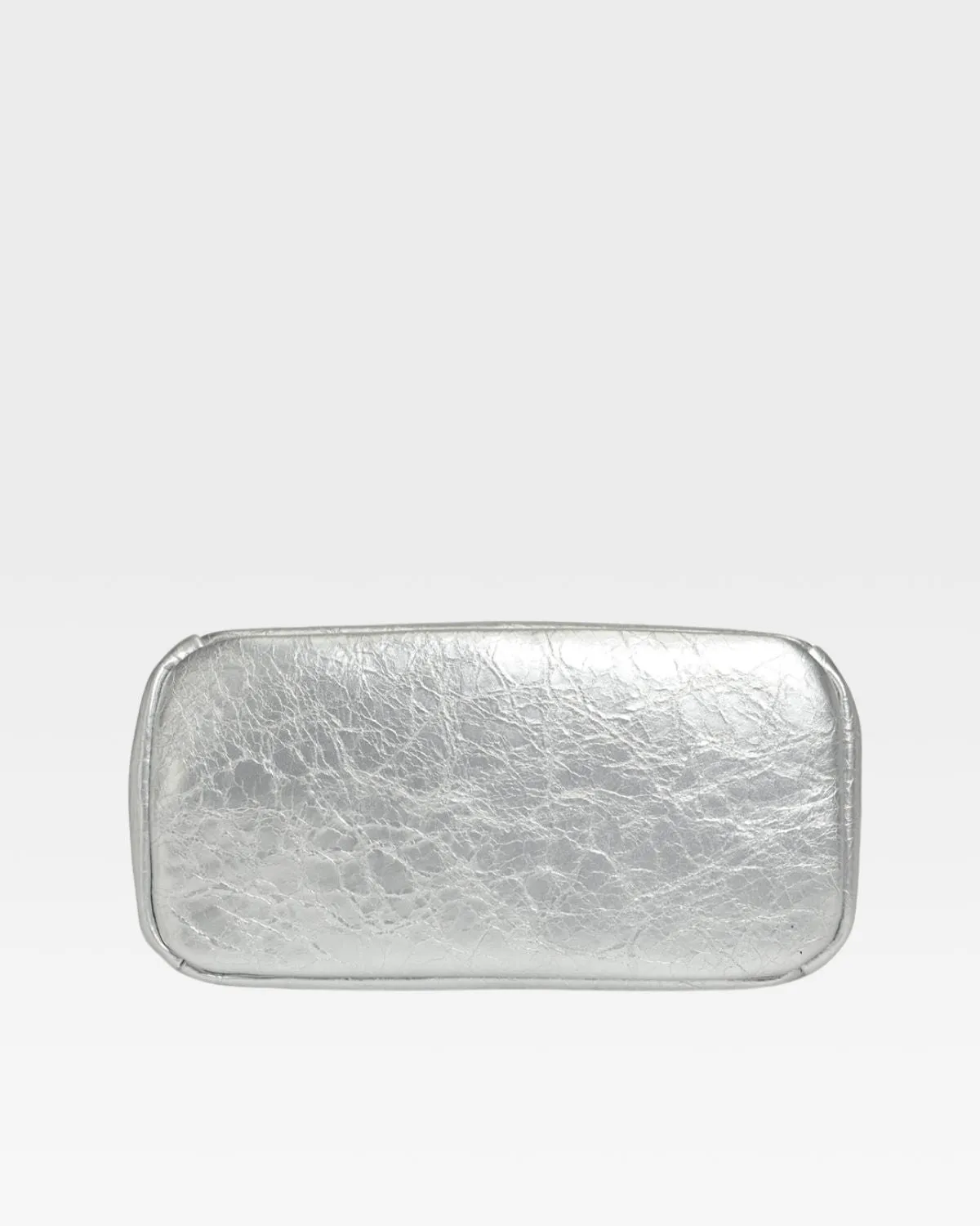Leather Mini Tote Bag in Silver