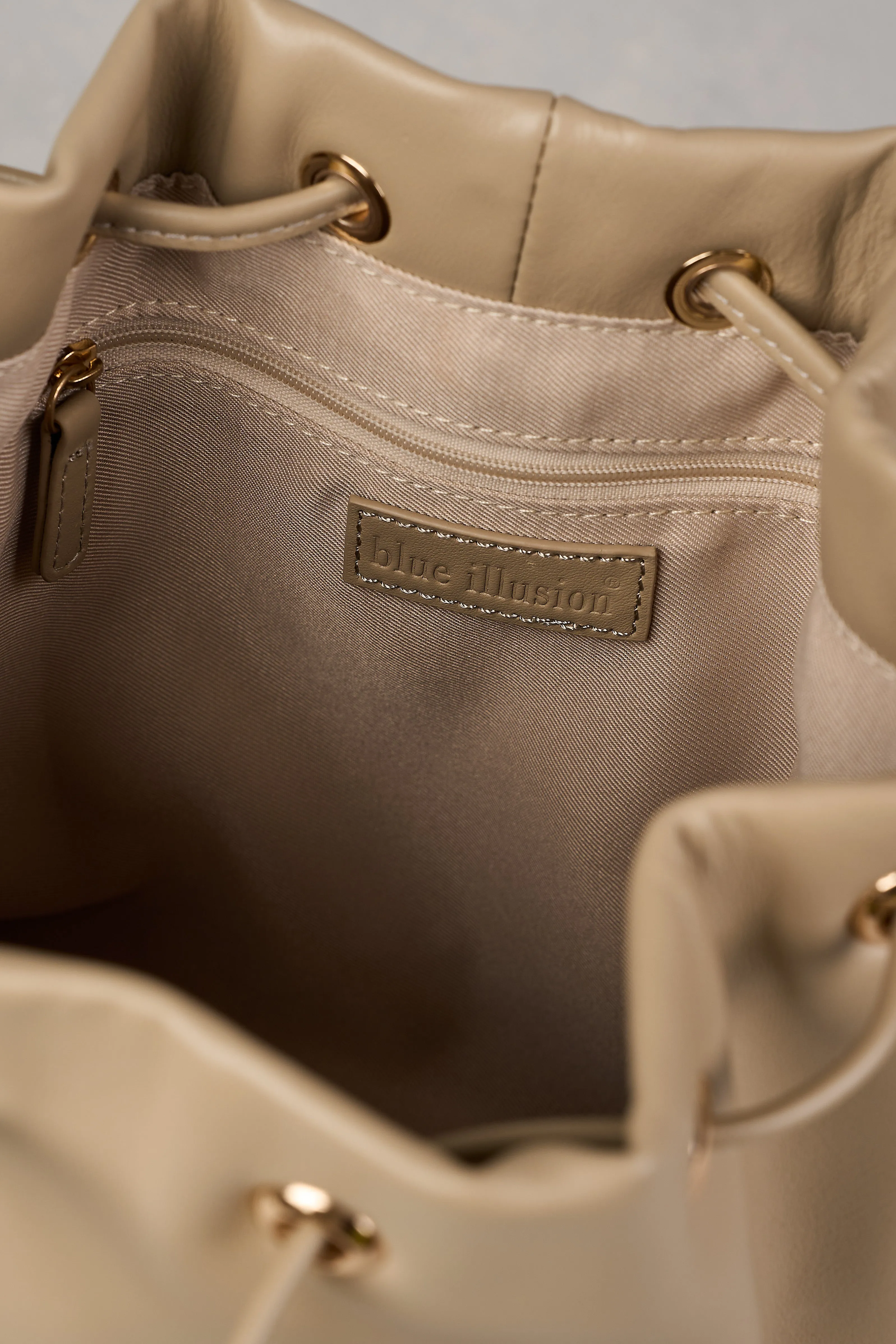 Leila Drawstring Bucket Bag - Stone